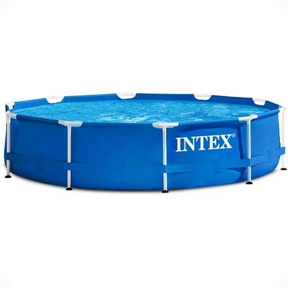 Intex Intex Round Metal Frame Outdoor Backyard Above Ground Swimming Pool