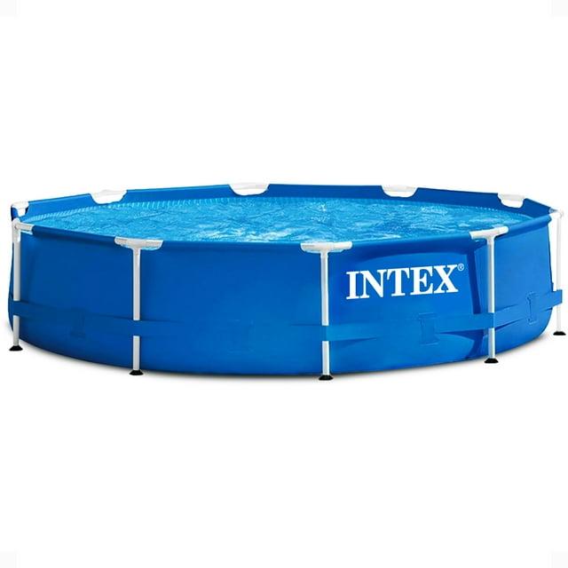 Intex Intex Round Metal Frame Outdoor Backyard Above Ground Swimming Pool