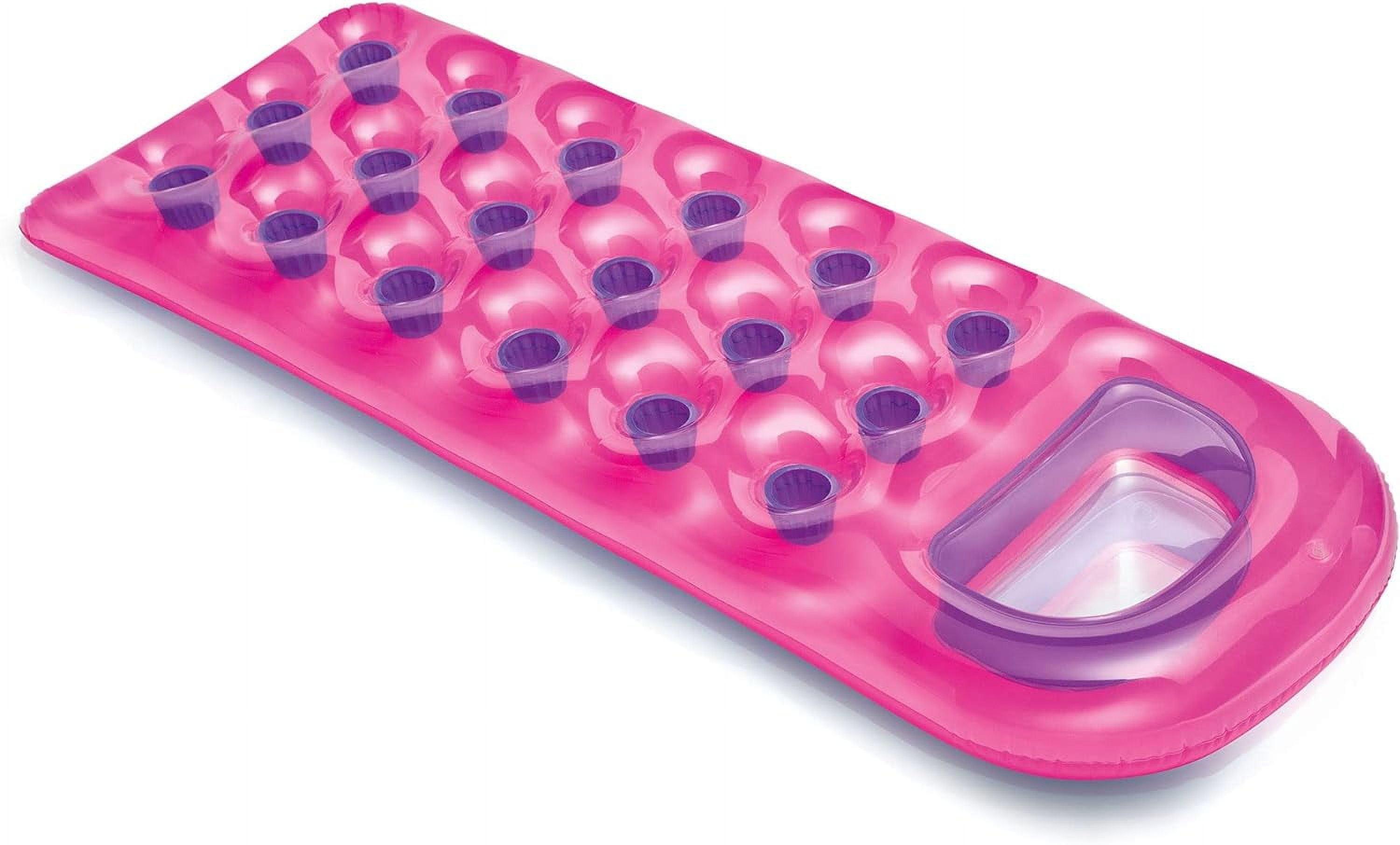 Intex Suntanner 18 Pocket Single Person Inflatable Swimming Pool Beach Lounge Floating Raft with Pillow and Cupholders, Color May Vary