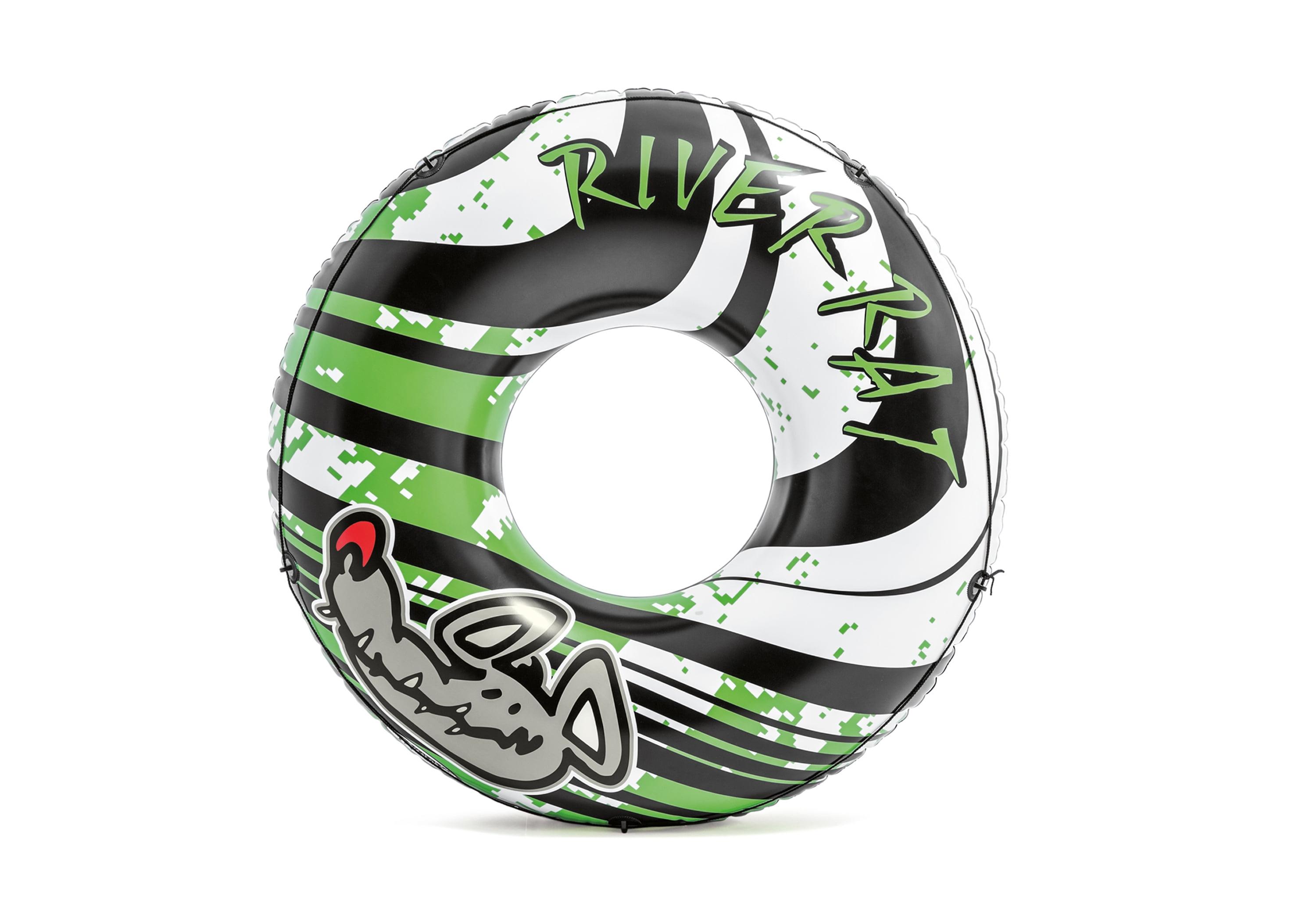 Intex River Rat 48 Inch Inflatable Vinyl Towable Boat Floating Tube Raft for Swimming Pool and Lake in Green Rat or Graffiti Rat Design, Color Varies