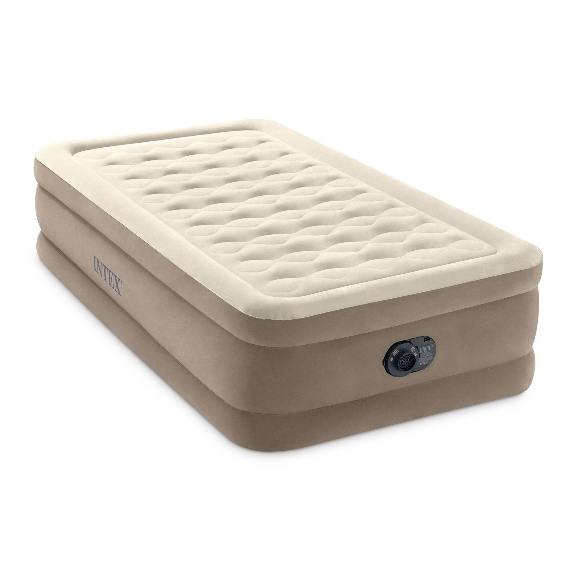Intex Ultra Plush Fiber Tech Airbed Mattress with Built in Pump