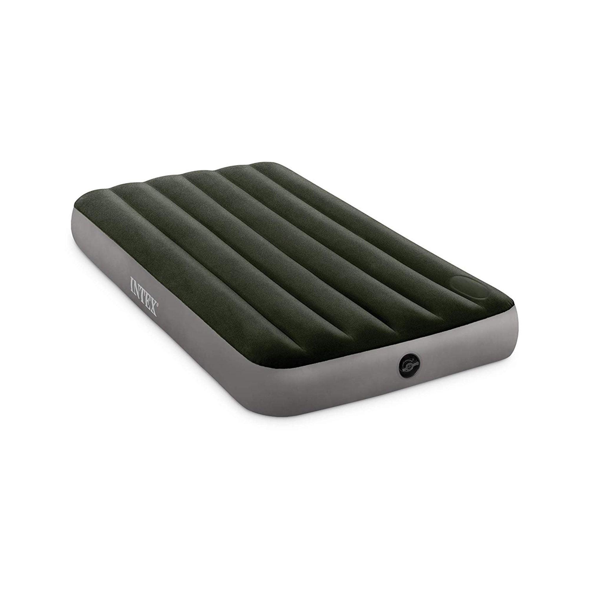 Queen Size Gray Vinyl Air Mattress with Built-In Pump