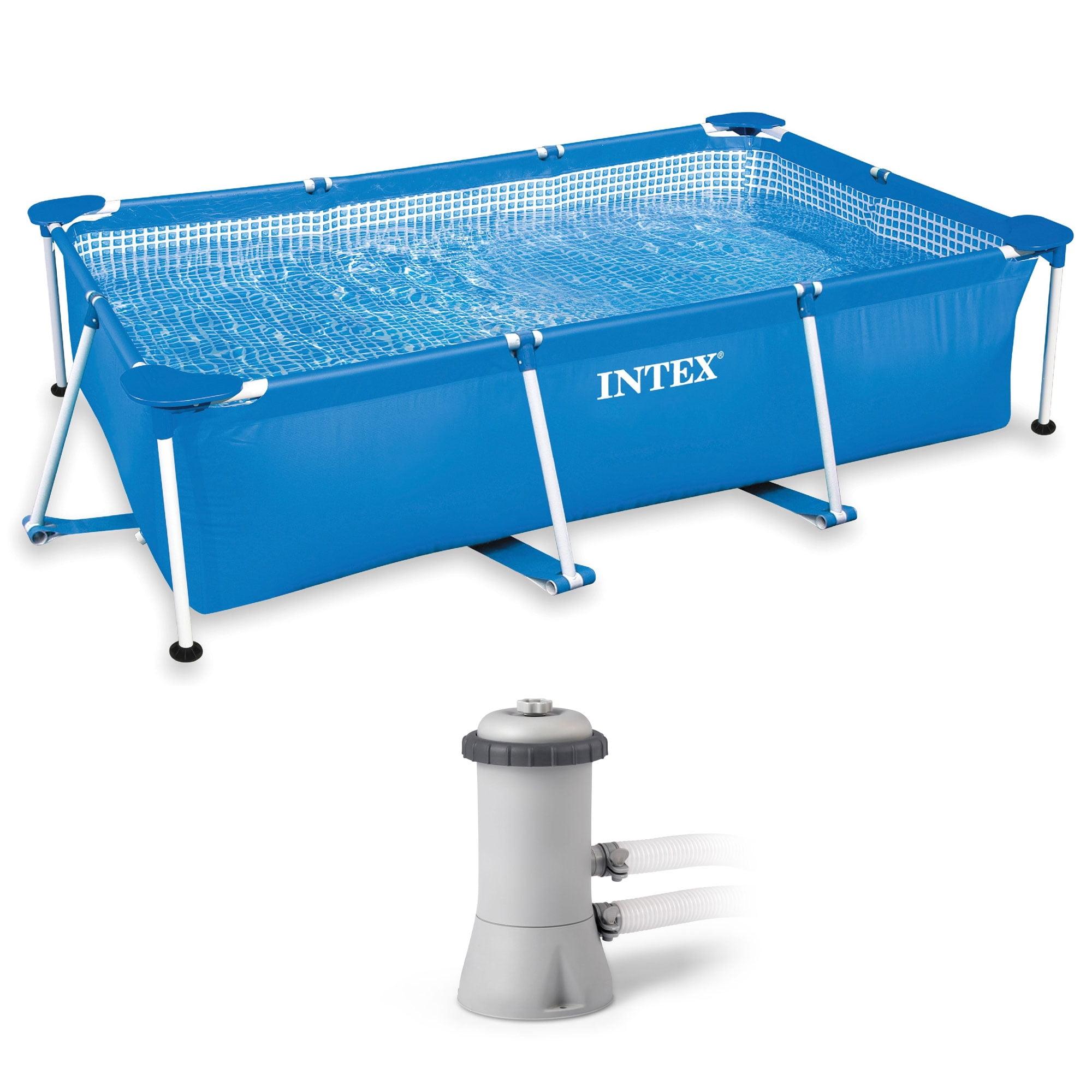 Intex 86'' x 59'' x 23'' Blue Rectangular Above Ground Pool with Filter Pump