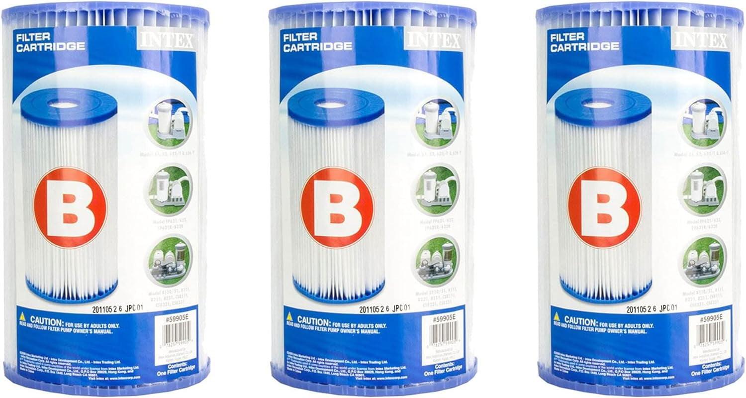 Intex B00LCIR3VS Pool Easy Set Type B Replacement Filter Pump Cartridge (3 Pack), 1 Pack, White