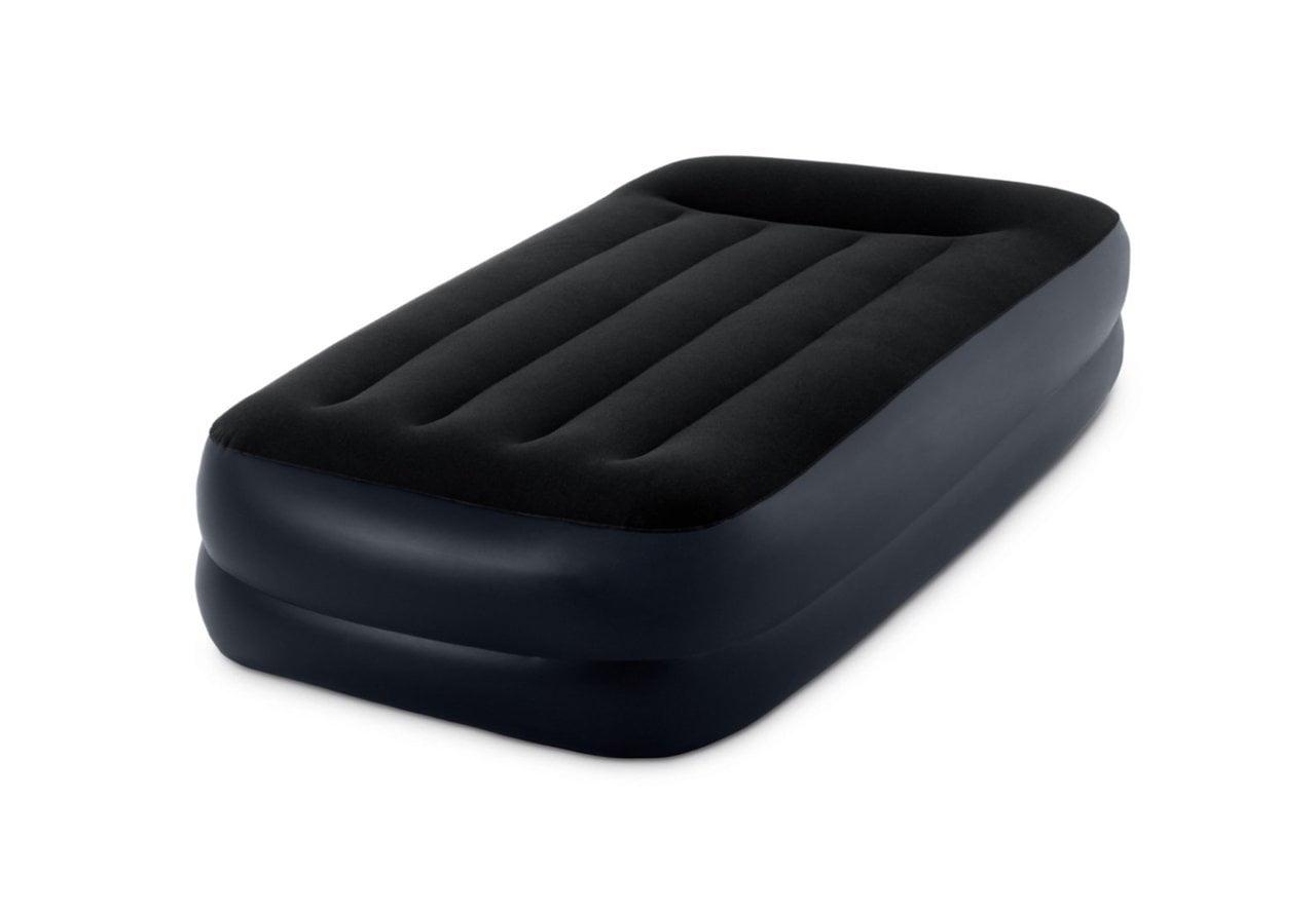 Intex Dura-Beam Pillow Rest Fiber Tech Air Mattress Bed w/ Built In Pump, Twin