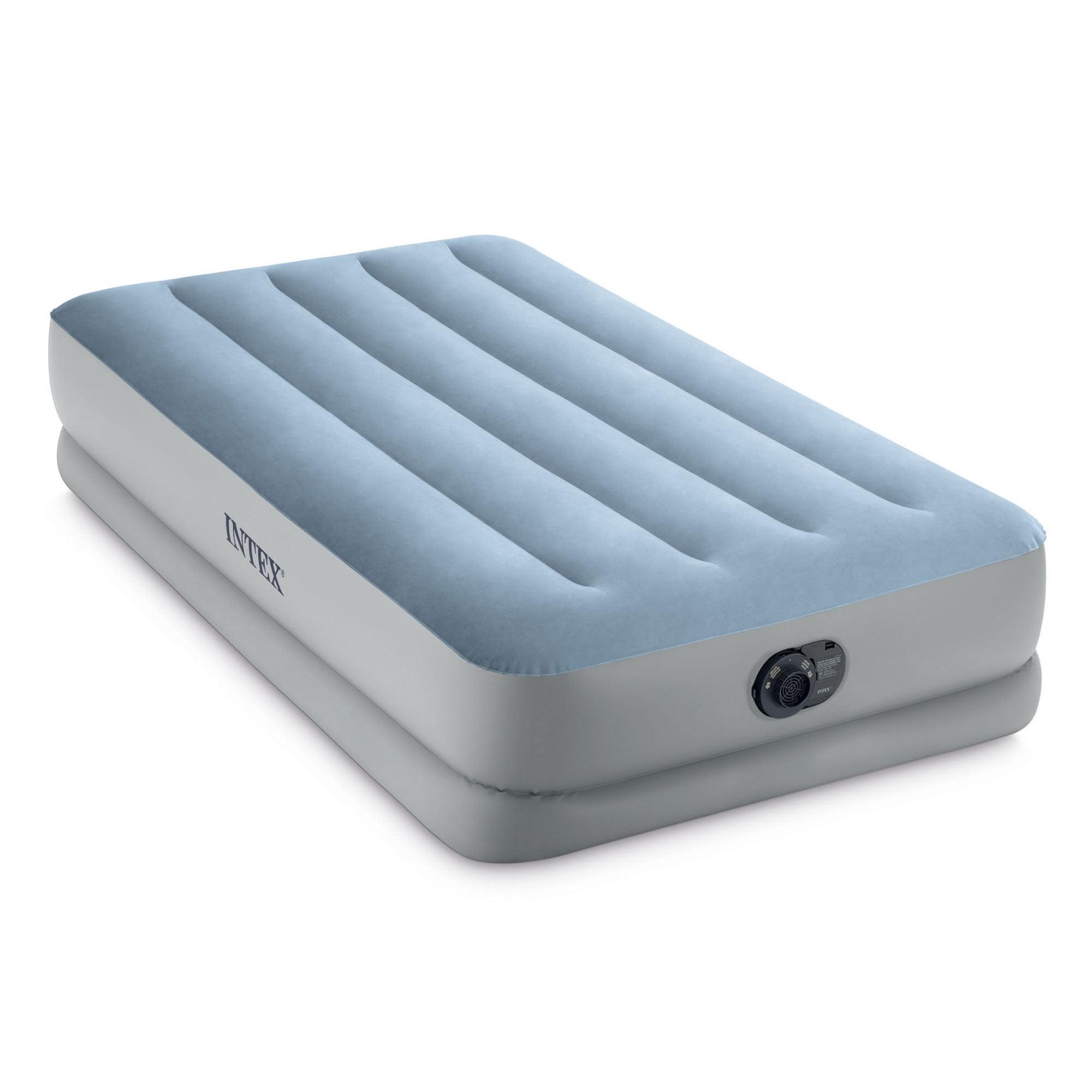 Intex Dura Beam Plus Mid-Rise Comfort Plush Fiber-Tech 14" Air Mattress Twin-Sized Bed with Built-In Electric Pump and Carry Storage Bag