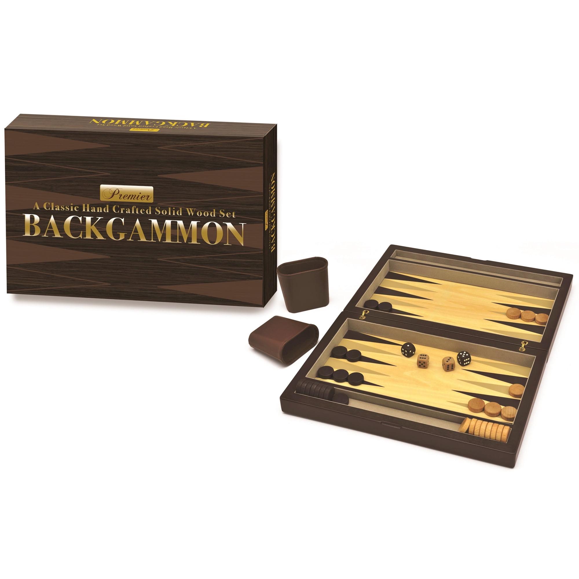 Premier Handcrafted Solid Wood Backgammon Set with Dark Veneer Finish