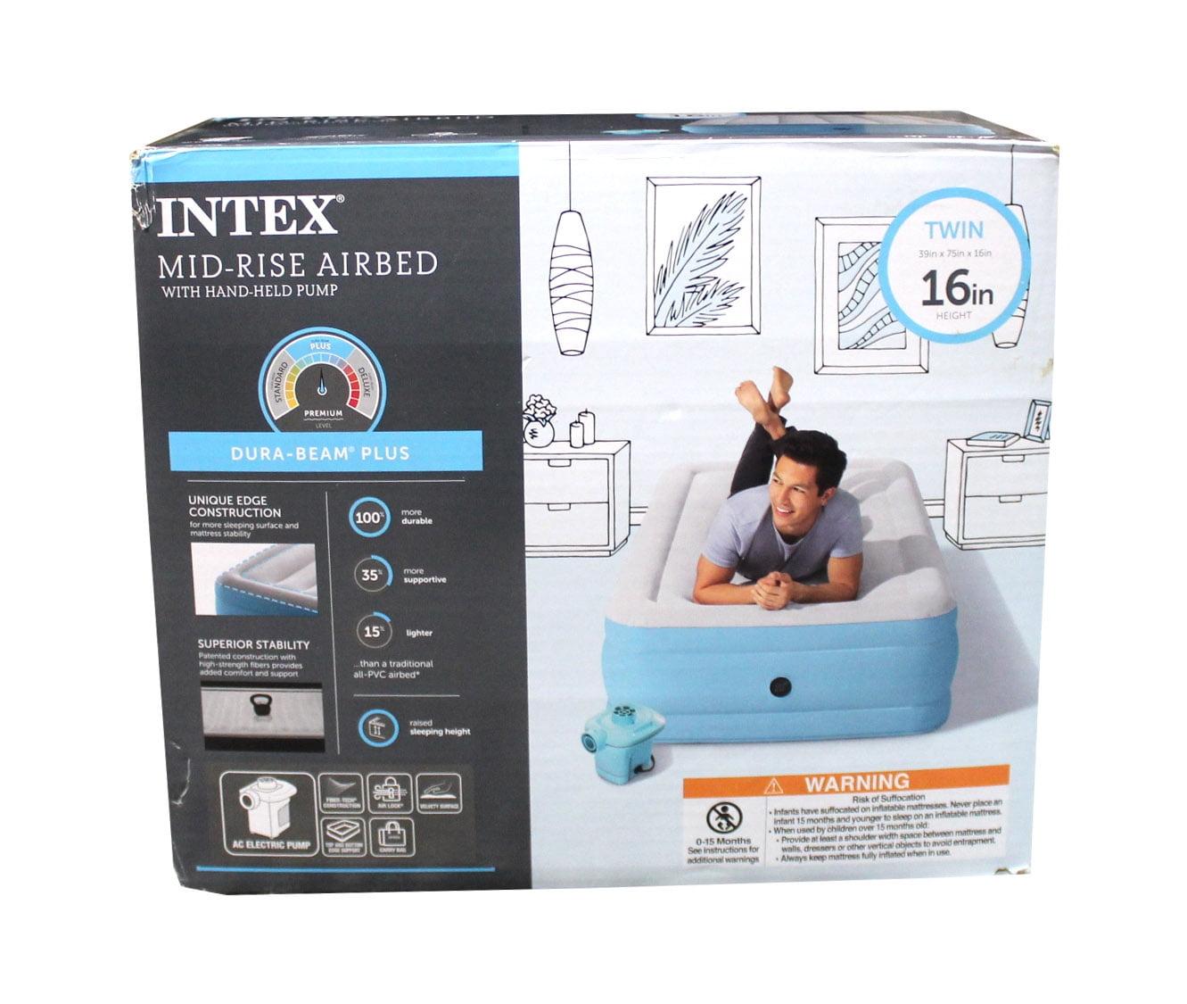 Intex Raised 16" Air Mattress with Hand Held 120V Pump - Twin Size