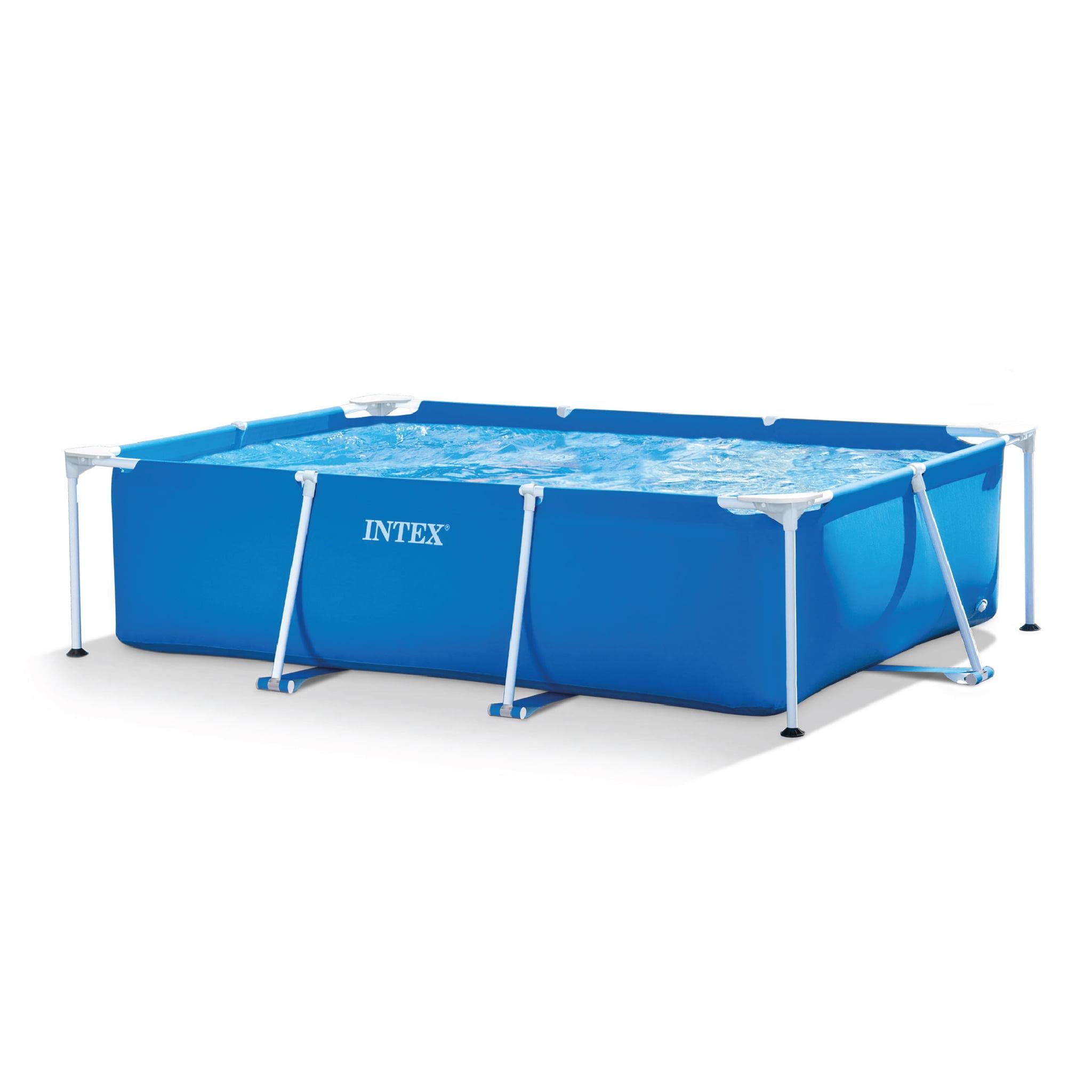 Intex Rectangular Frame Above Ground Outdoor Home Backyard Splash Swimming Pool with Flow Control Valve for Draining