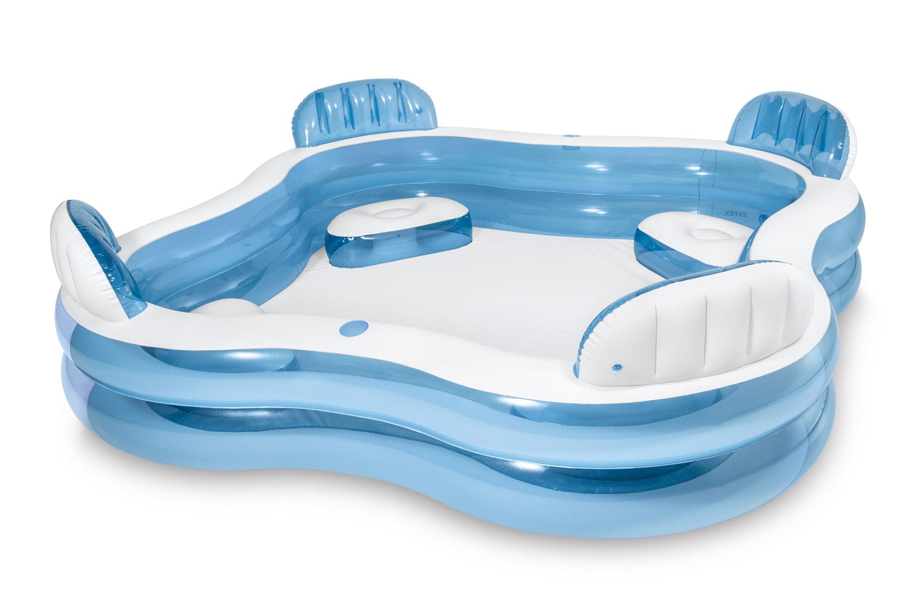 ZINOGI 90" Swim Center Family Lounge Inflatable Pool with Built-In Seats and Drink Holders