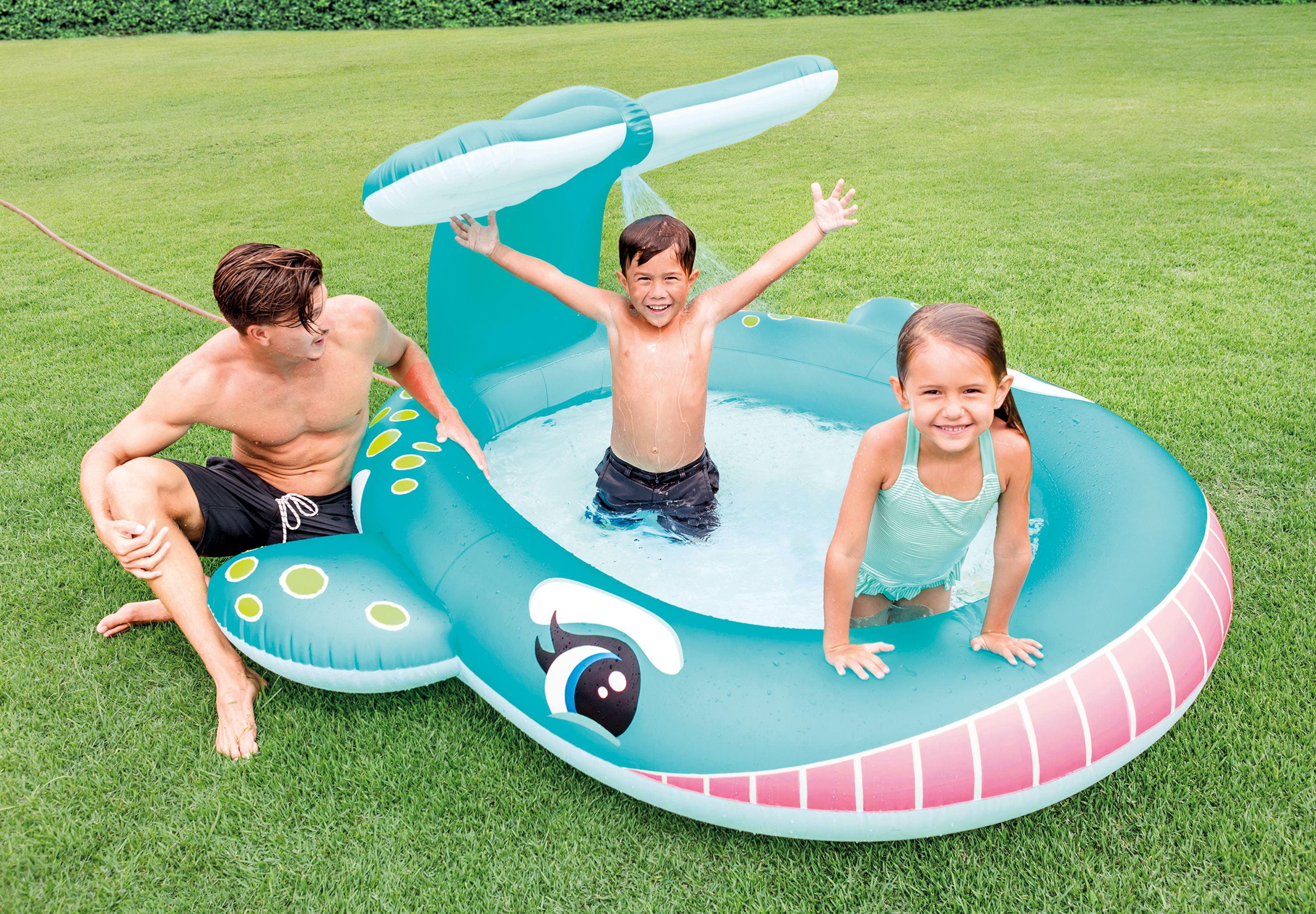 Intex Intex 57440EP 79" x 77" x 36" Inflatable Whale Spray Kiddie Pool for Kids 2+