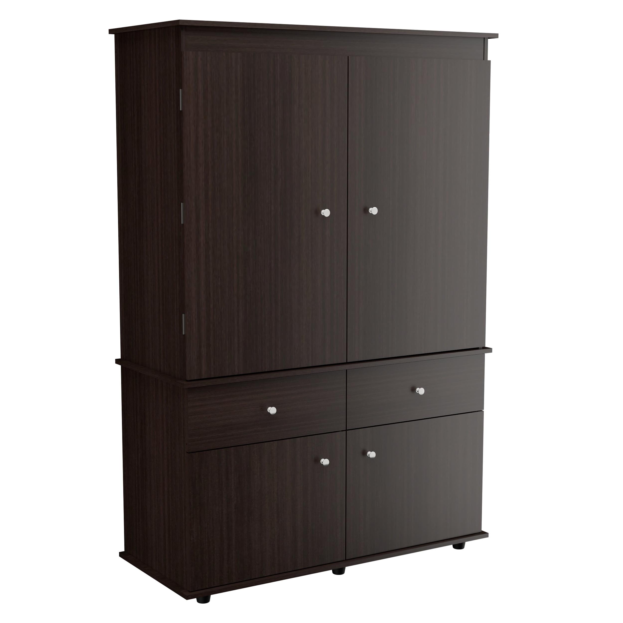 Inval 2-Drawer 4-Shelf Hanging Rod Armoire, Espresso