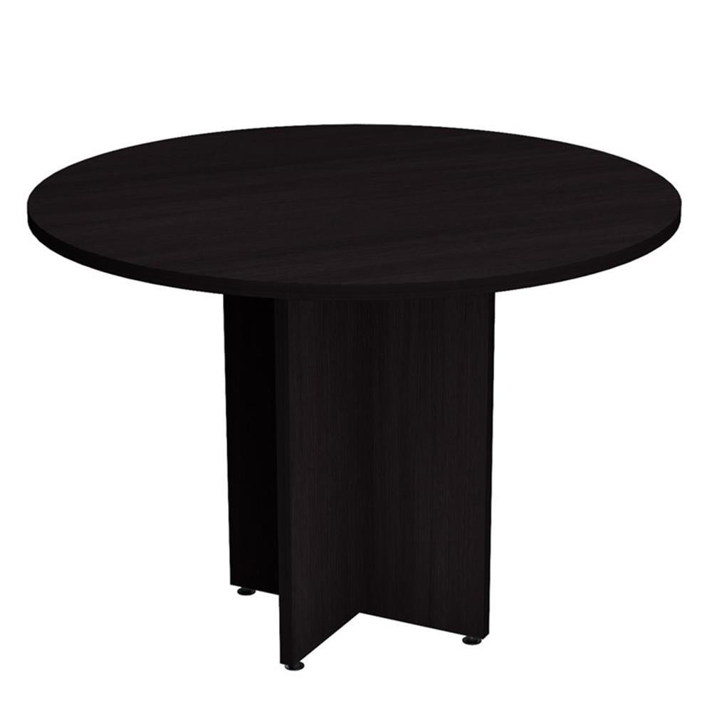 Espresso Round Engineered Wood Conference Table with Dark Finish