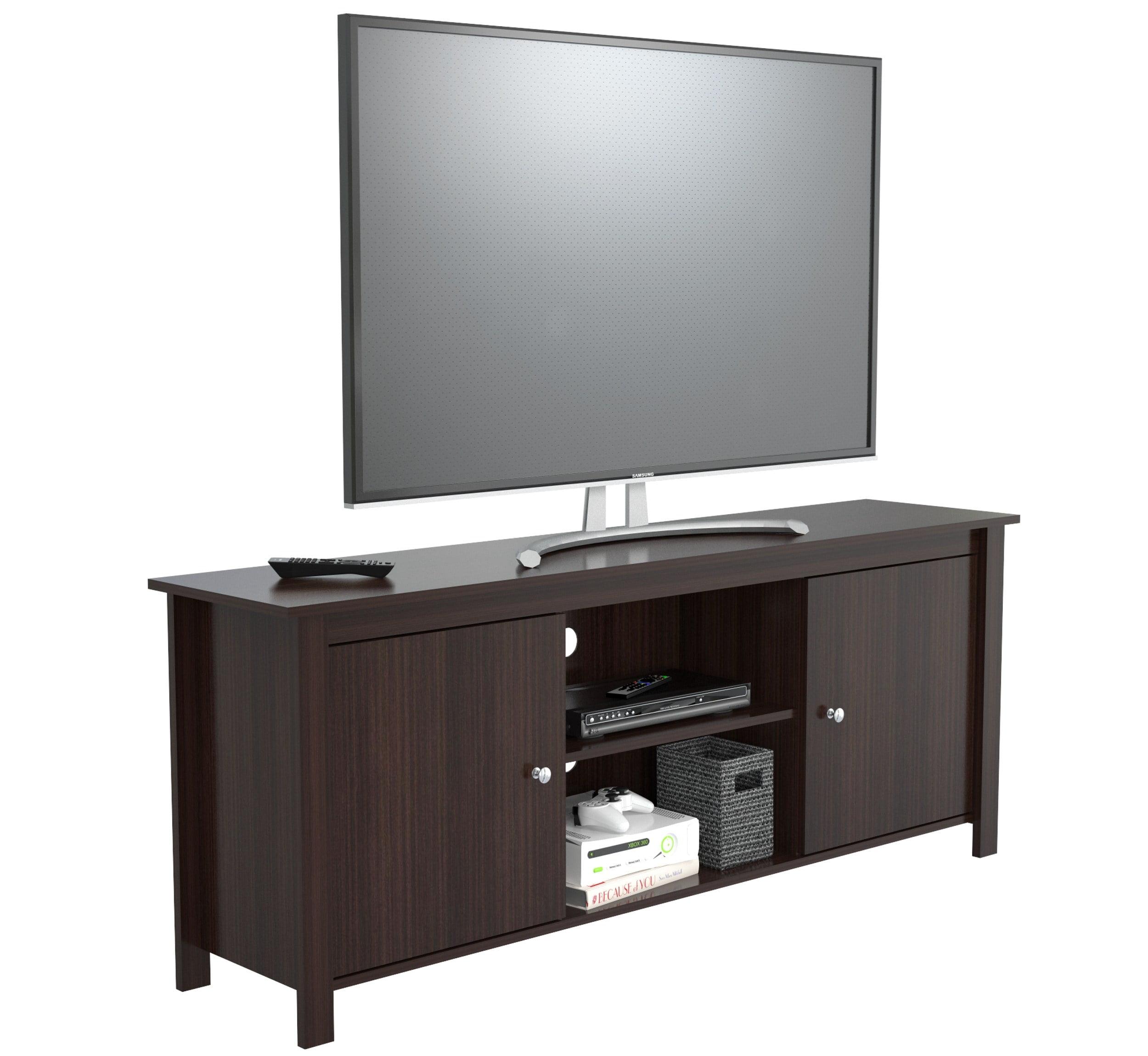 Espresso Composite Wood 68.5" TV Stand with Cabinet Storage