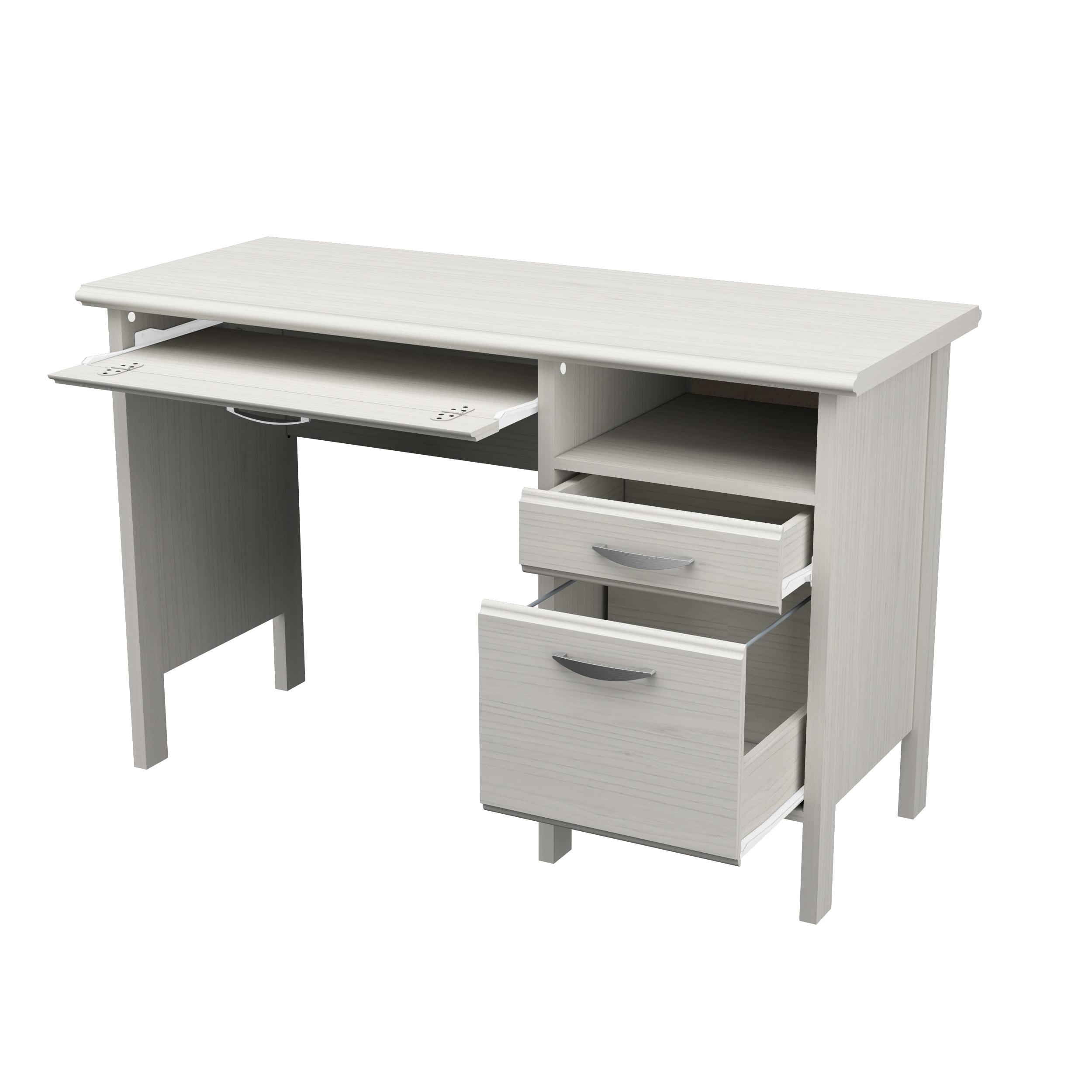 Inval Laminate Computer Desk with 2 Drawers and Open Storage, Washed Oak