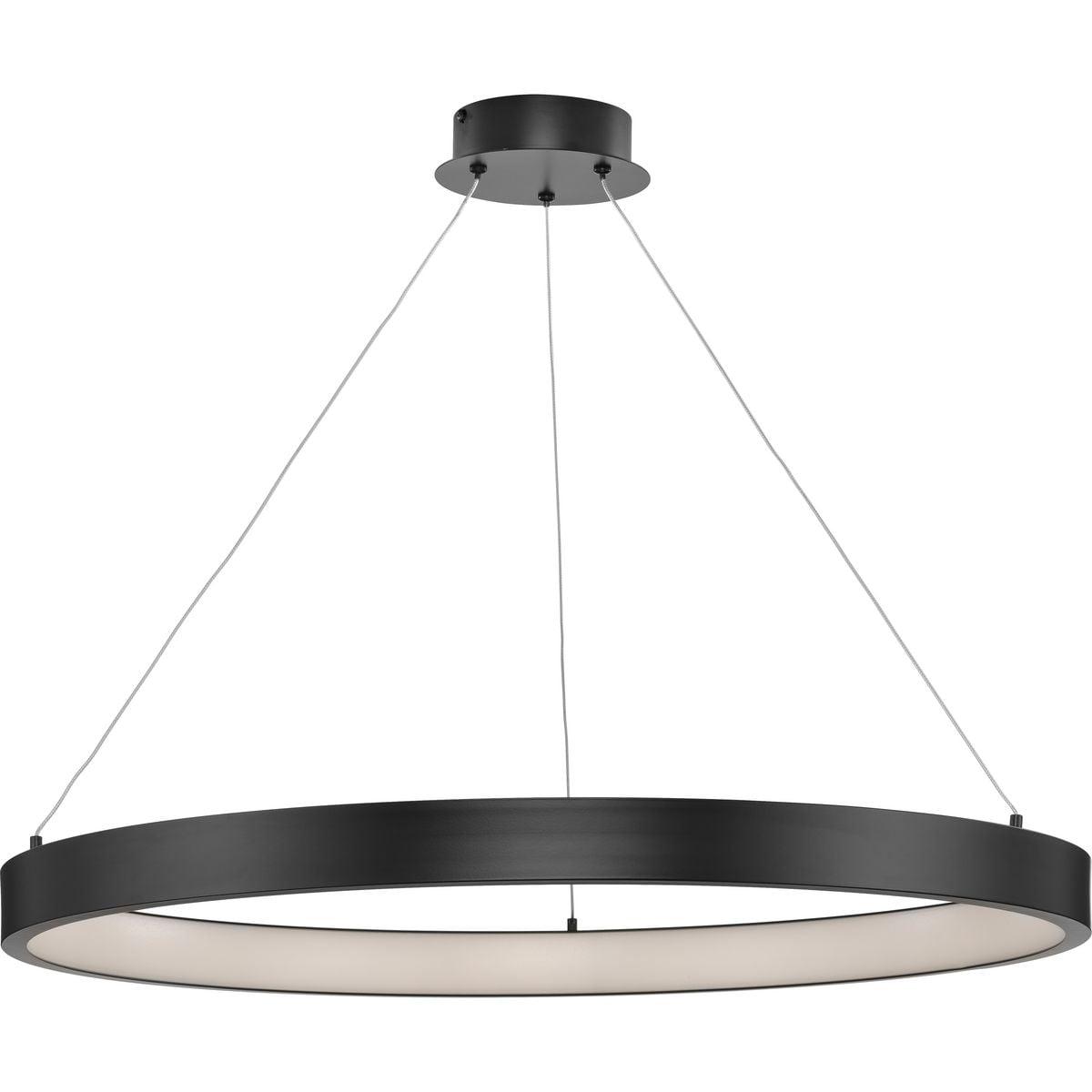 Matte Black Aluminum LED Drum Pendant Light