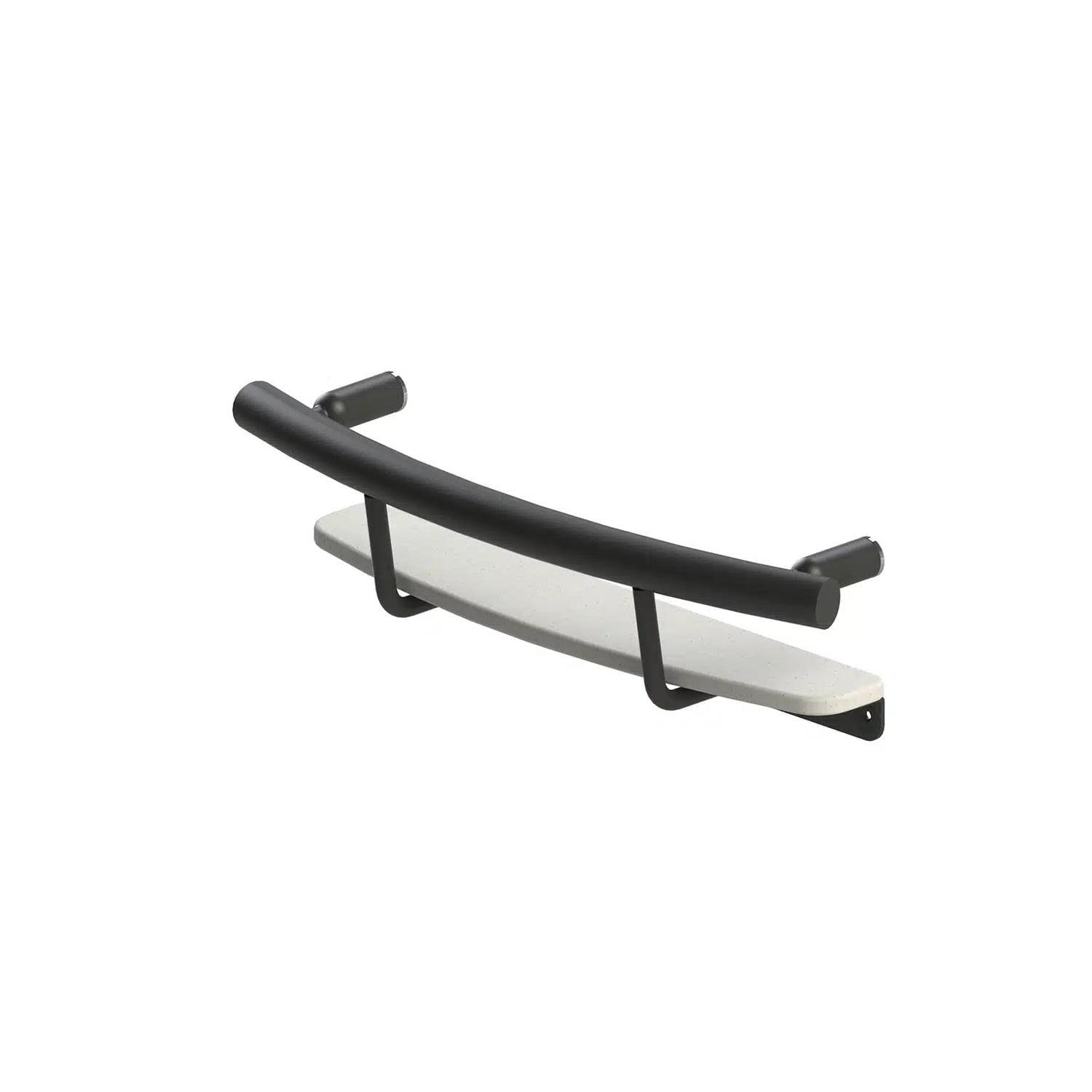 Matte Black Stainless Steel 20" Curved Grab Bar with Shelf