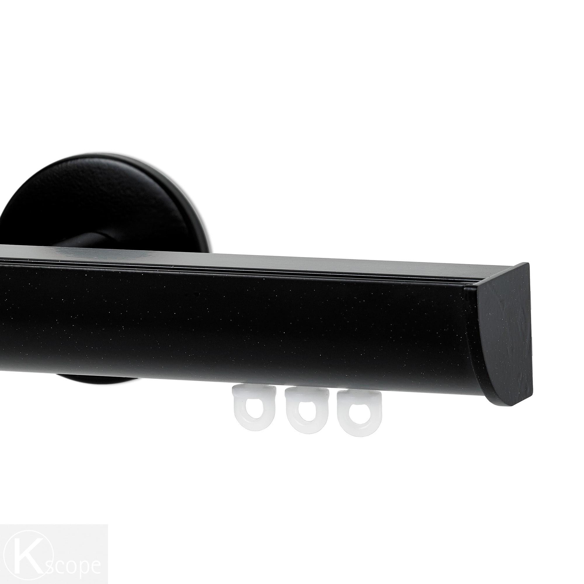 Invisible 48" Non-Adjustable Single Traverse Curtain Rod in Black