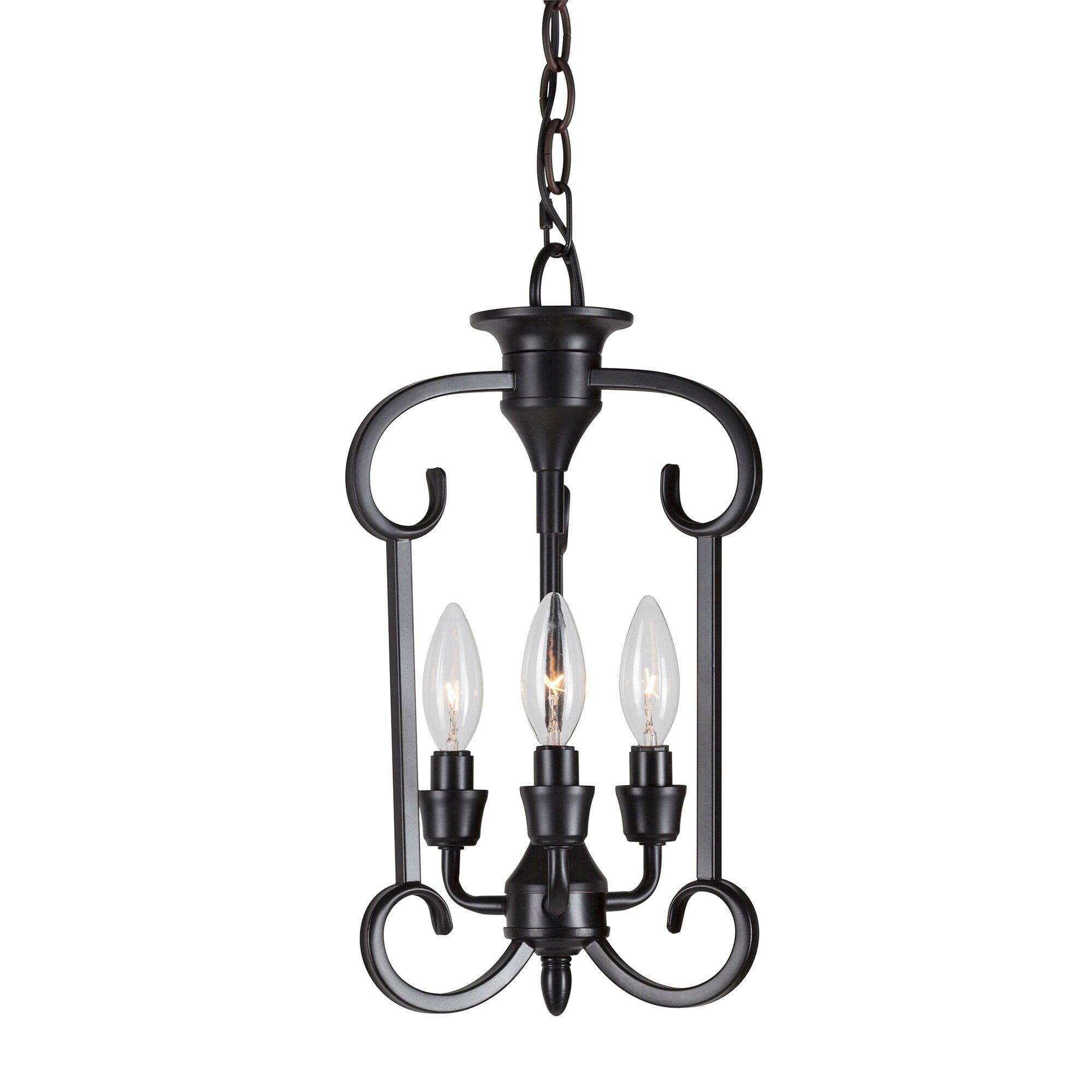 Ione 3-Light Black Steel Scrollwork Foyer Pendant