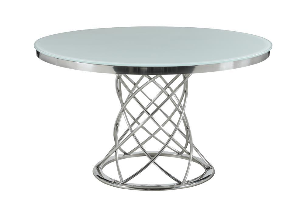 Helix-Inspired Contemporary Round Glass Dining Table for Six