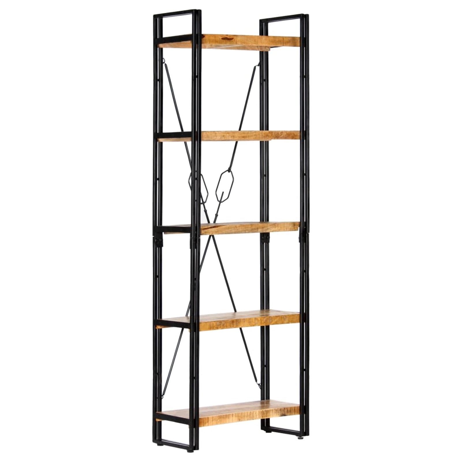 Industrial Charm 5-Tier Mango Wood and Steel Frame Bookcase