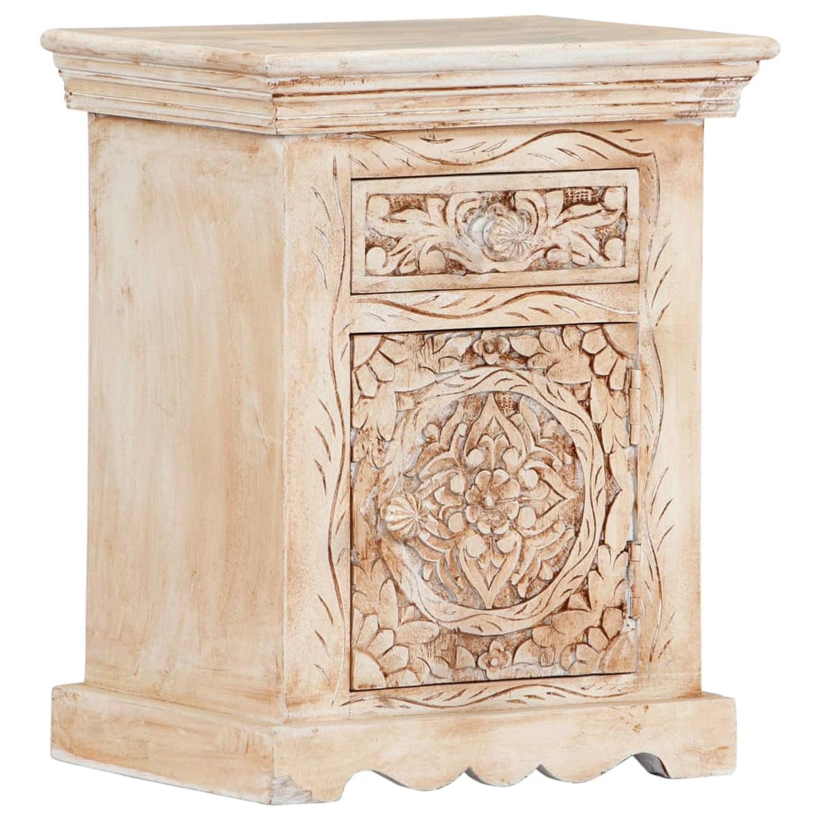 Elegant Solid Mango Wood Bedside Cabinet with Polished Finish