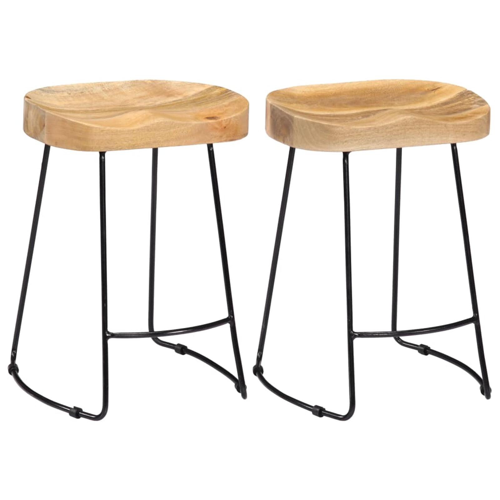 Gavin Solid Mango Wood and Iron Industrial Bar Stools