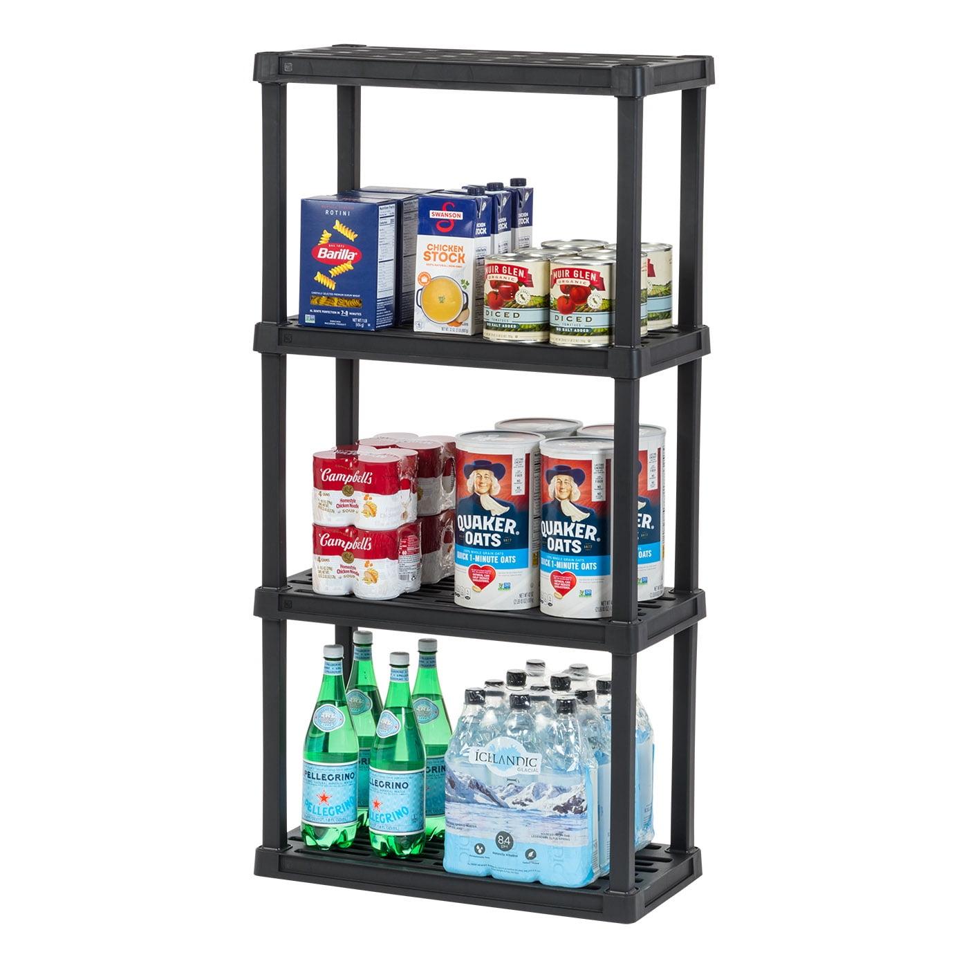 IRIS USA 4-Tier Shelving Unit, 48" Fixed Height, Medium Storage Organizer 24"W x 12"D x 48"H, Made with Recycled Materials, Black
