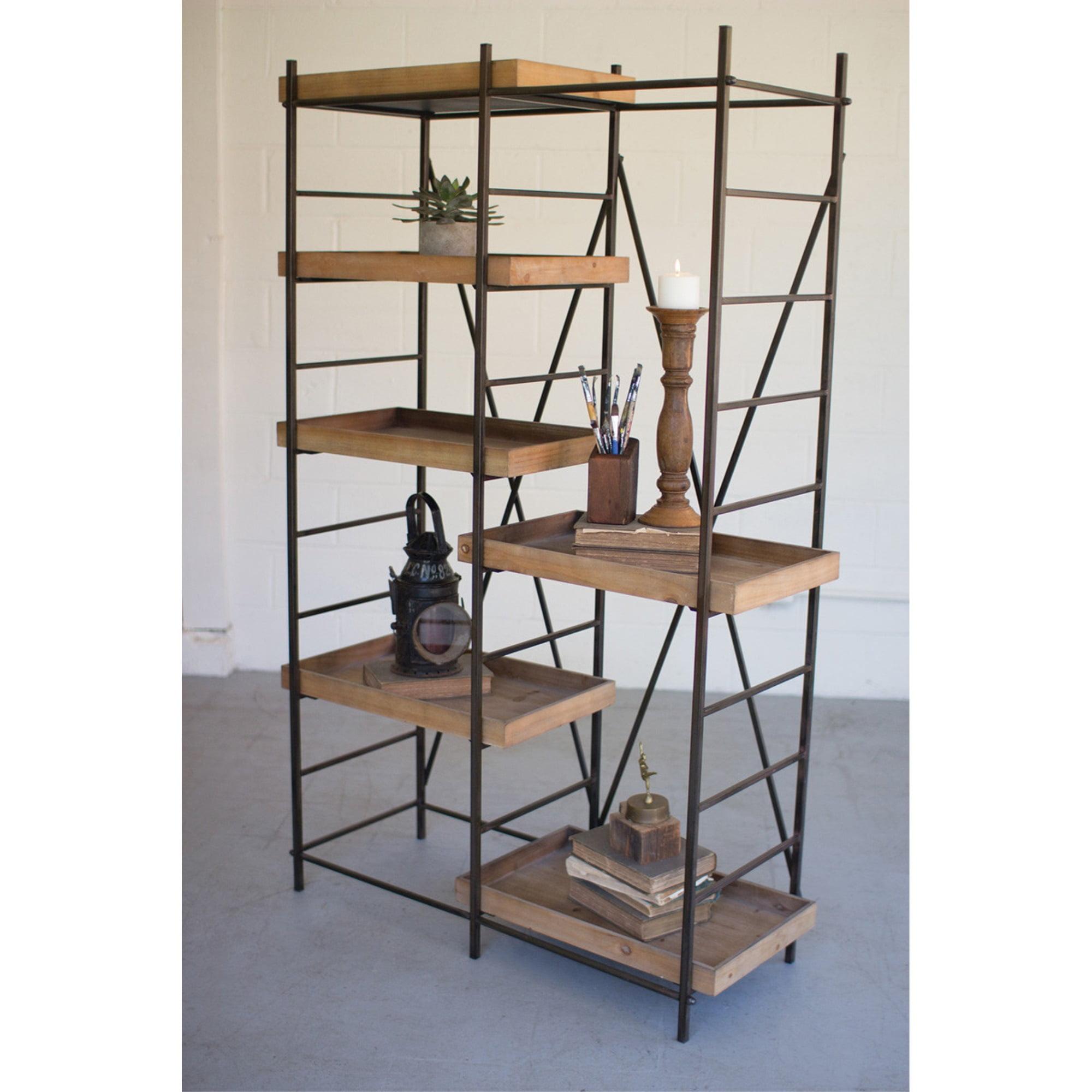 Rustic Iron & Wood 44'' Adjustable Shelving Unit with 6 Shelves