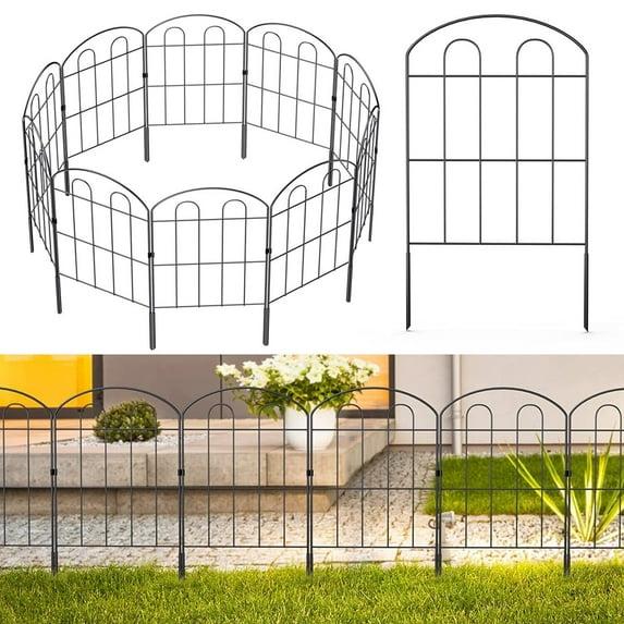 Black Metal Decorative Garden Fence Panels, 24" x 13", 20 Pack