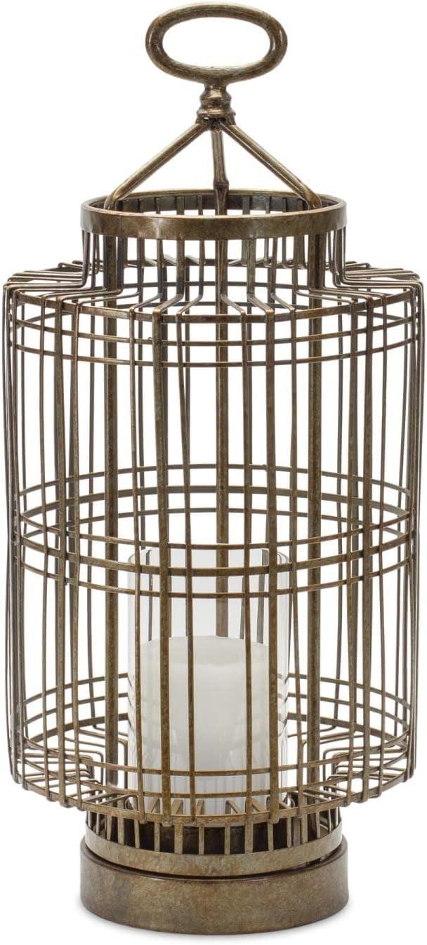 Bronze Iron and Glass Bird Cage Candle Holder