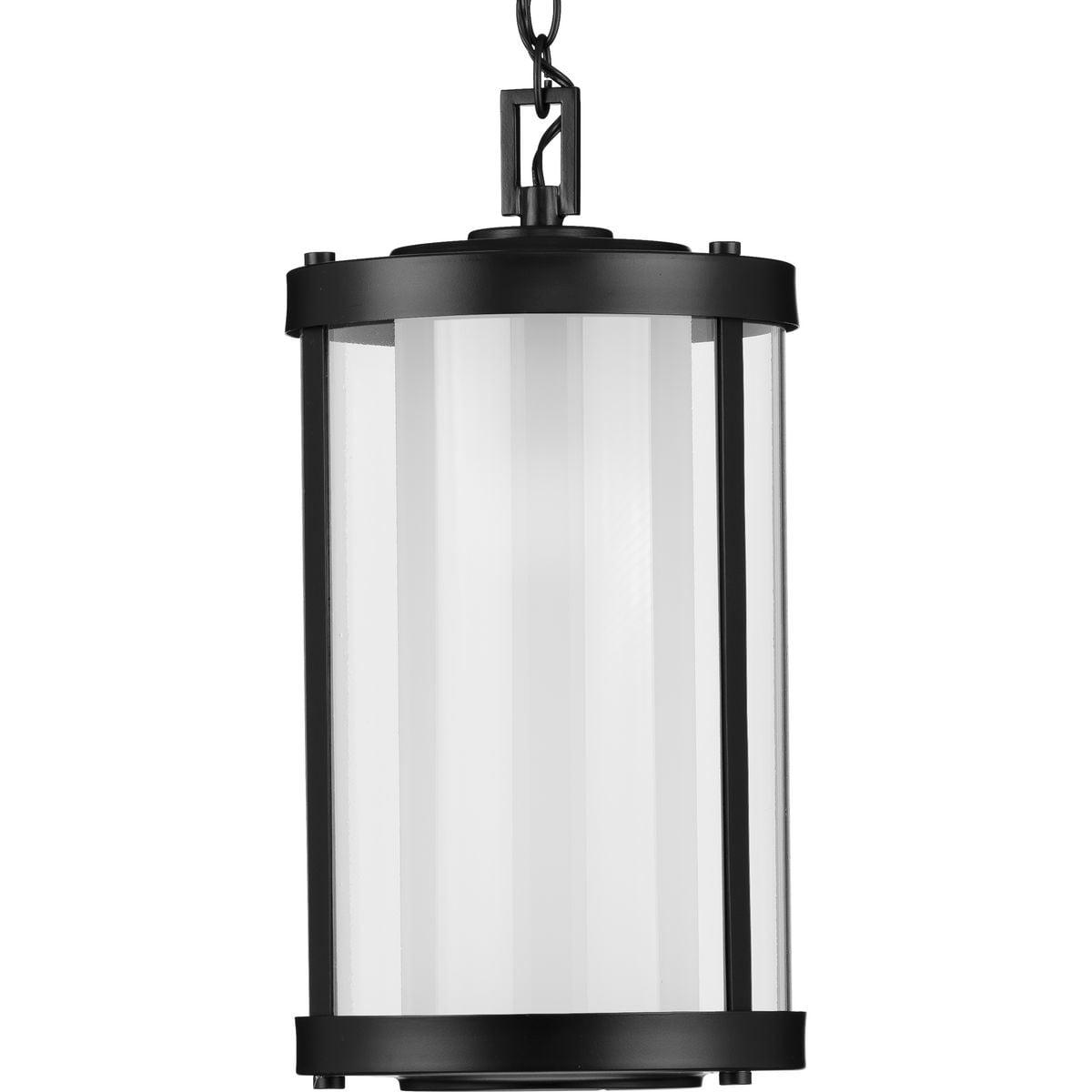 Progress Lighting Irondale 1-Light Black Hanging Lantern with Clear Glass Shade