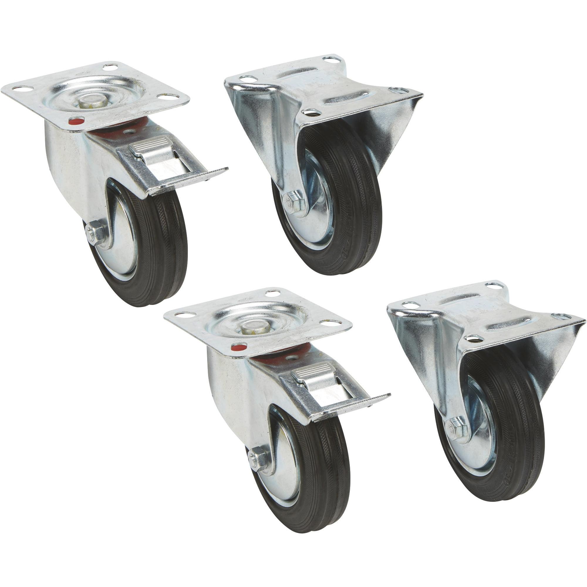 Ironton Rubber Casters, 4-Pack, 4in., 650-Lb. Capacity/Set, 155-Lb. Capacity Each