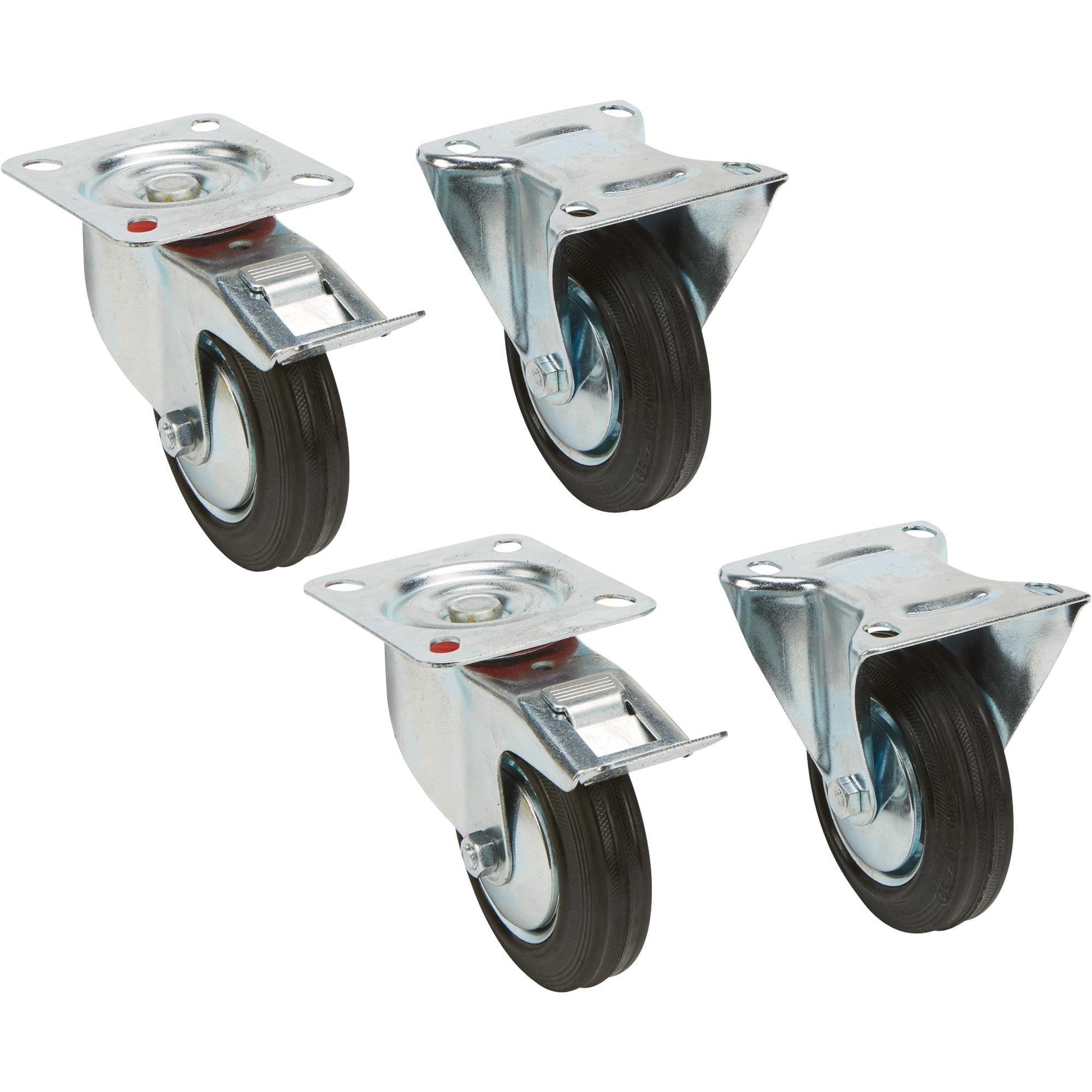 Ironton Rubber Casters, 4-Pack, 4in., 650-Lb. Capacity/Set, 155-Lb. Capacity Each