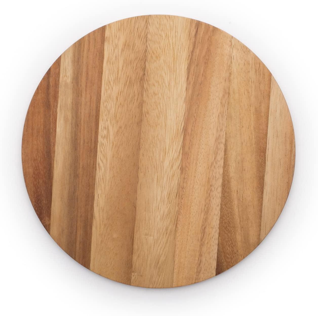 Acacia Wood Round Multi-Use Serving and Cutting Board, 9 Inch