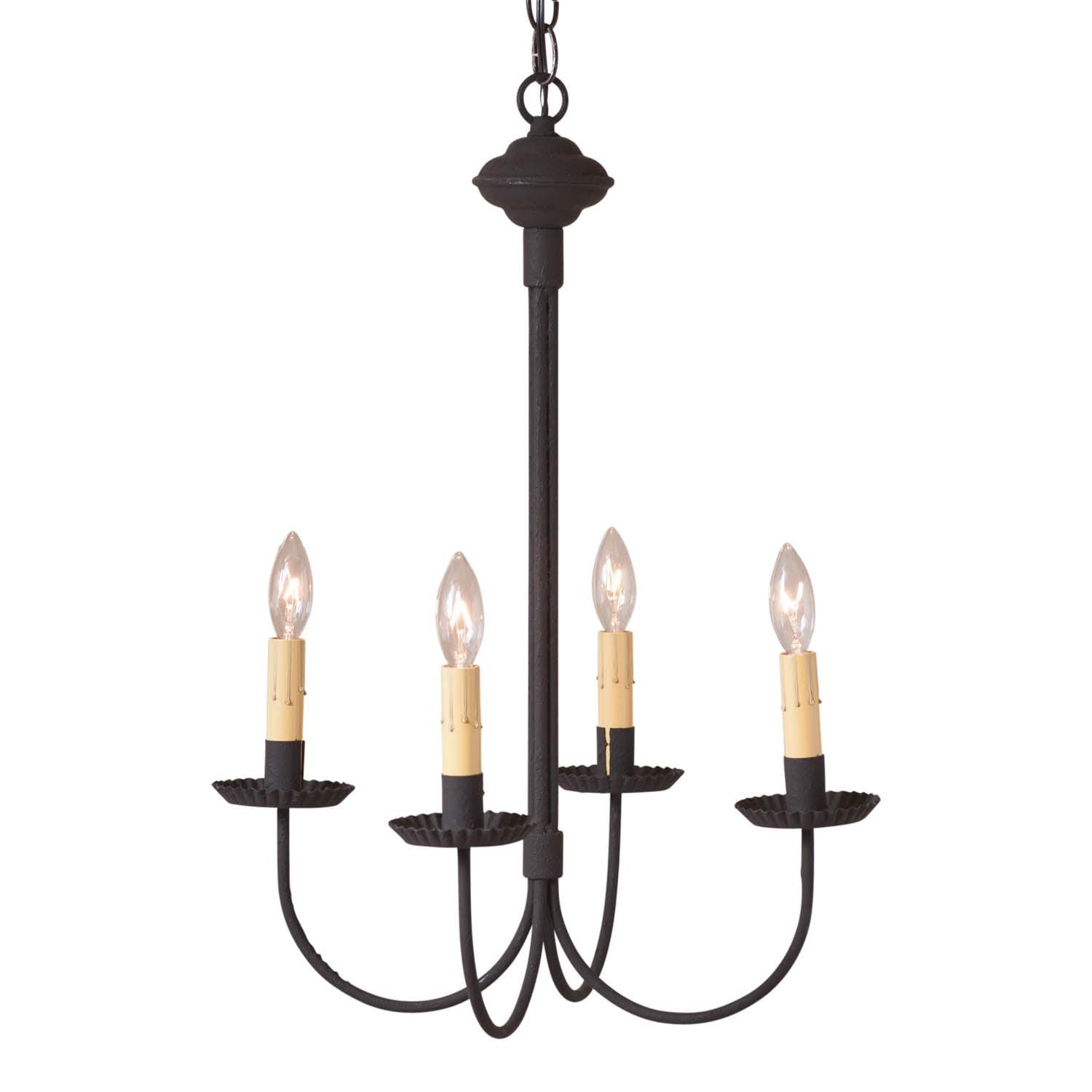 Textured Black 24" 4-Arm Grandview Chandelier with Ecru Sleeves