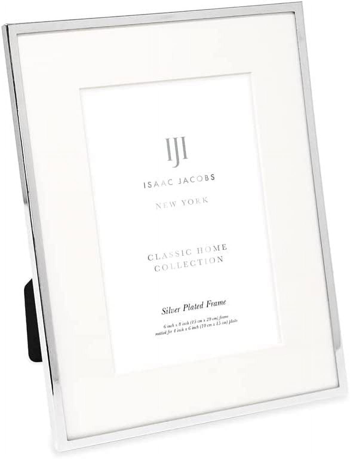 Isaac Jacobs 6x8 Matted 4x6 Silver Metal Picture Frame, Classic Metal Photo Frame Made For Tabletop & Hanging Display, Home and Office Dcor, Photo Gallery and Wall Art