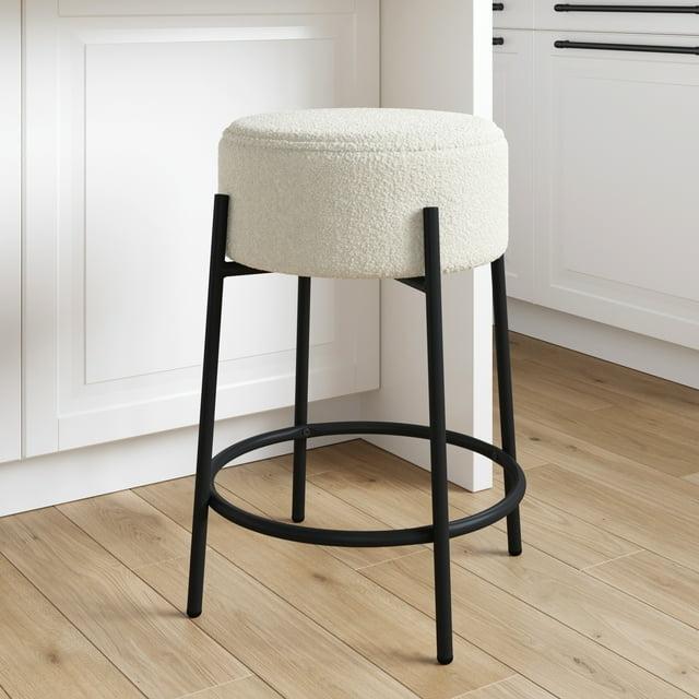 Upholstered Counter Stool with Metal Frame