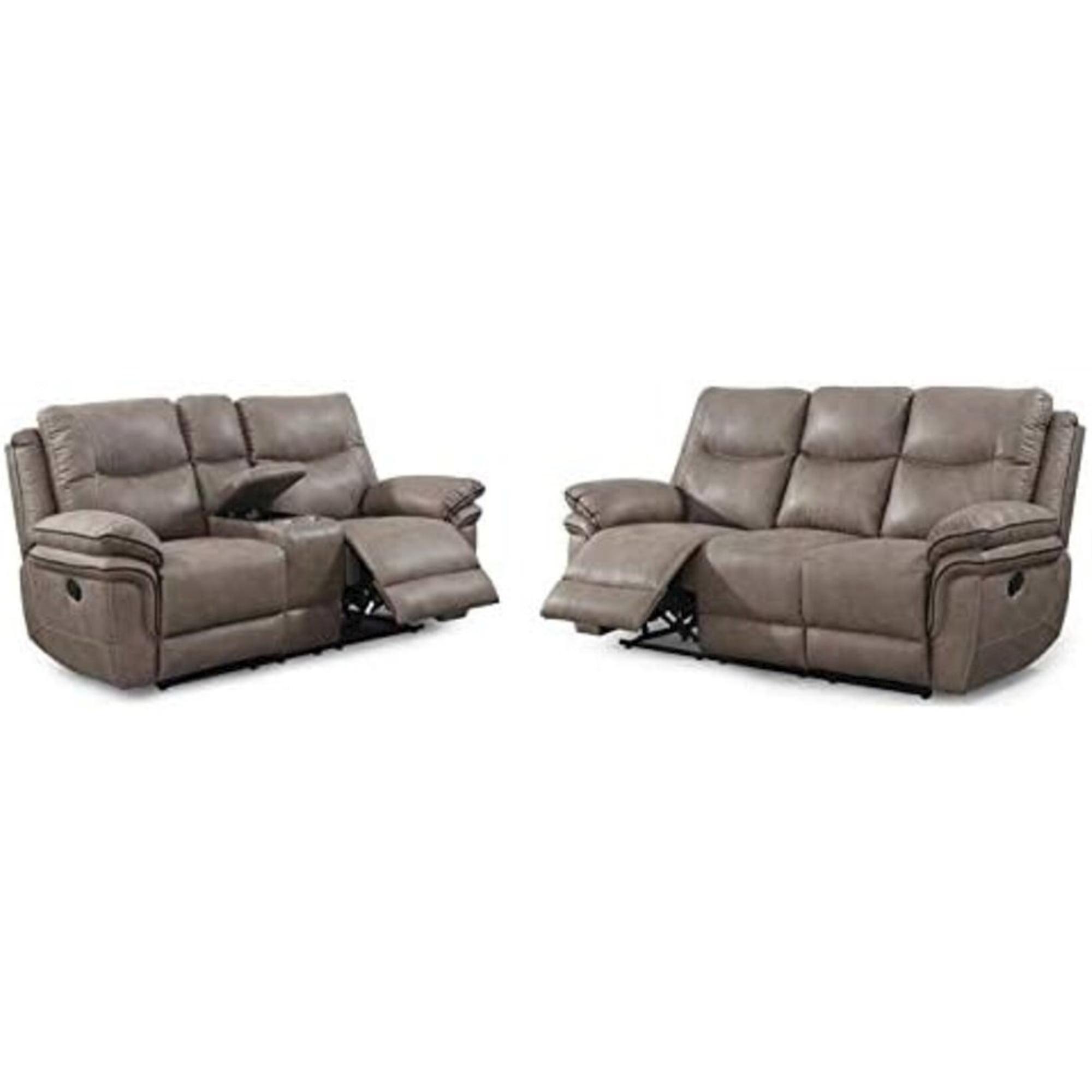 Isabella Upholstered Sofa and Loveseat Set Gray - Steve Silver Co.: Recliner Furniture for Living Room, Faux Leather