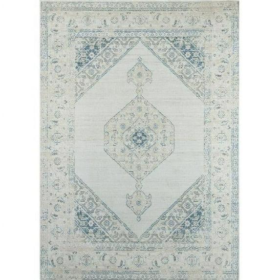 7'10"x10'6" Medallion Loomed Area Rug Blue - Momeni: Modern Rectangle, Low Pile, Indoor, Polyester, 7x10 Rug