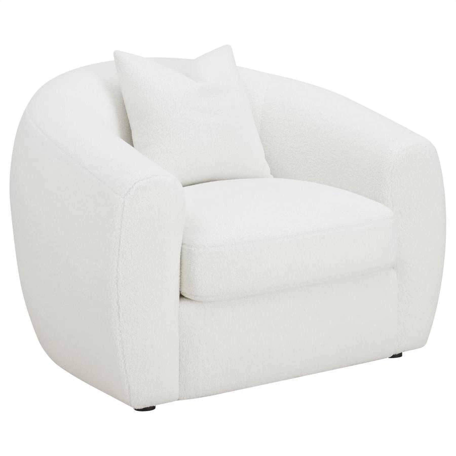 Modern Isabella 45'' White Wood Stationary Chair with Boucle Upholstery