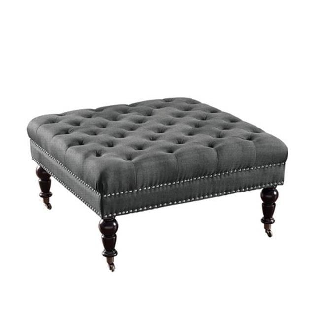 Landis 35" Nailhead Trim Tufted Upholstered Ottoman