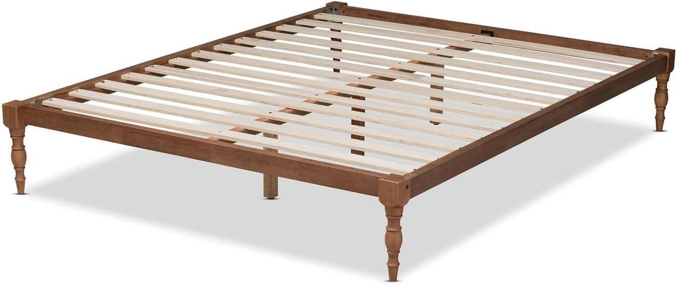 Walnut Brown Full/Double Wood Frame Platform Bed with Headboard