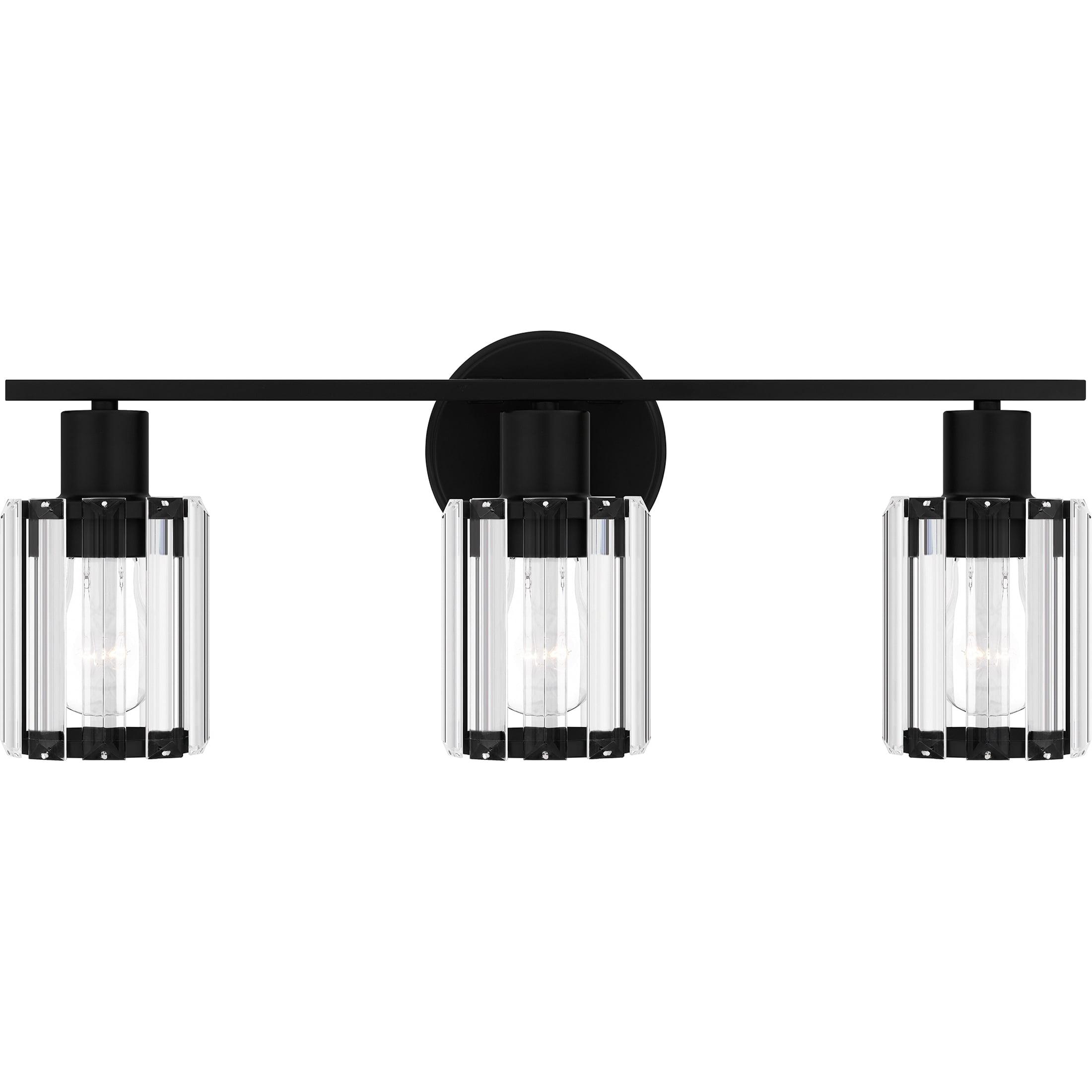 Isla Matte Black 3-Light Crystal Vanity Fixture