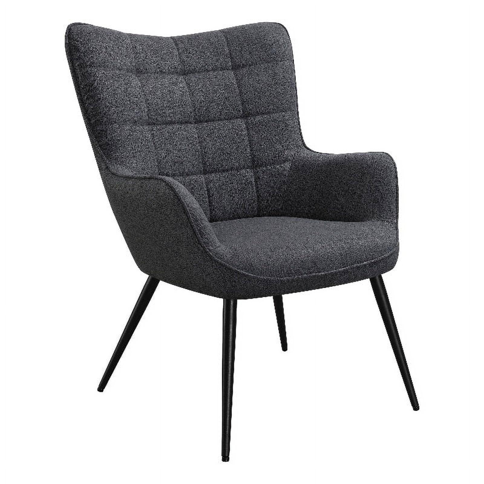 Dark Gray Metal Transitional Accent Chair with Flared Arms