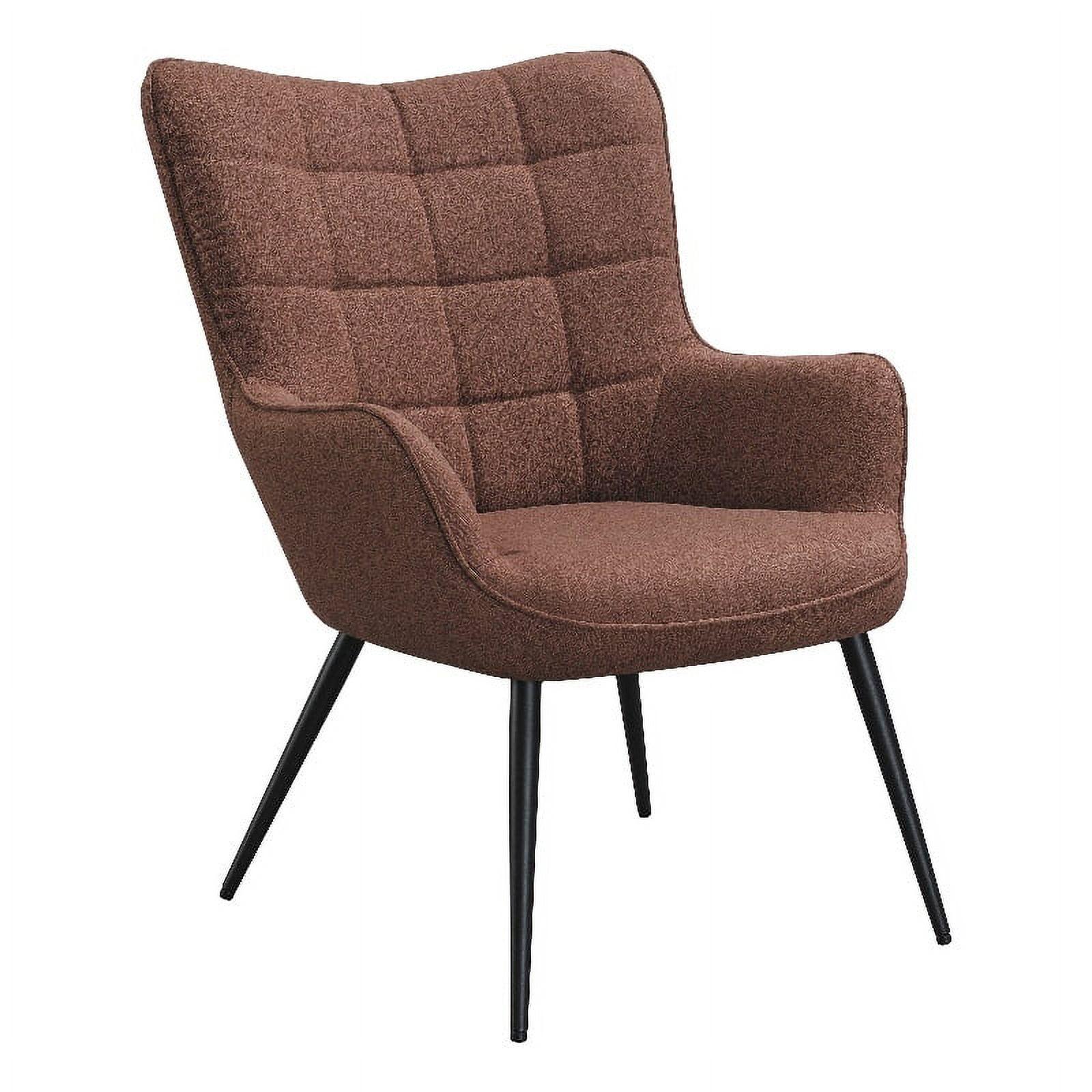 Rust Upholstered Metal Leg Accent Chair with Tufted Back