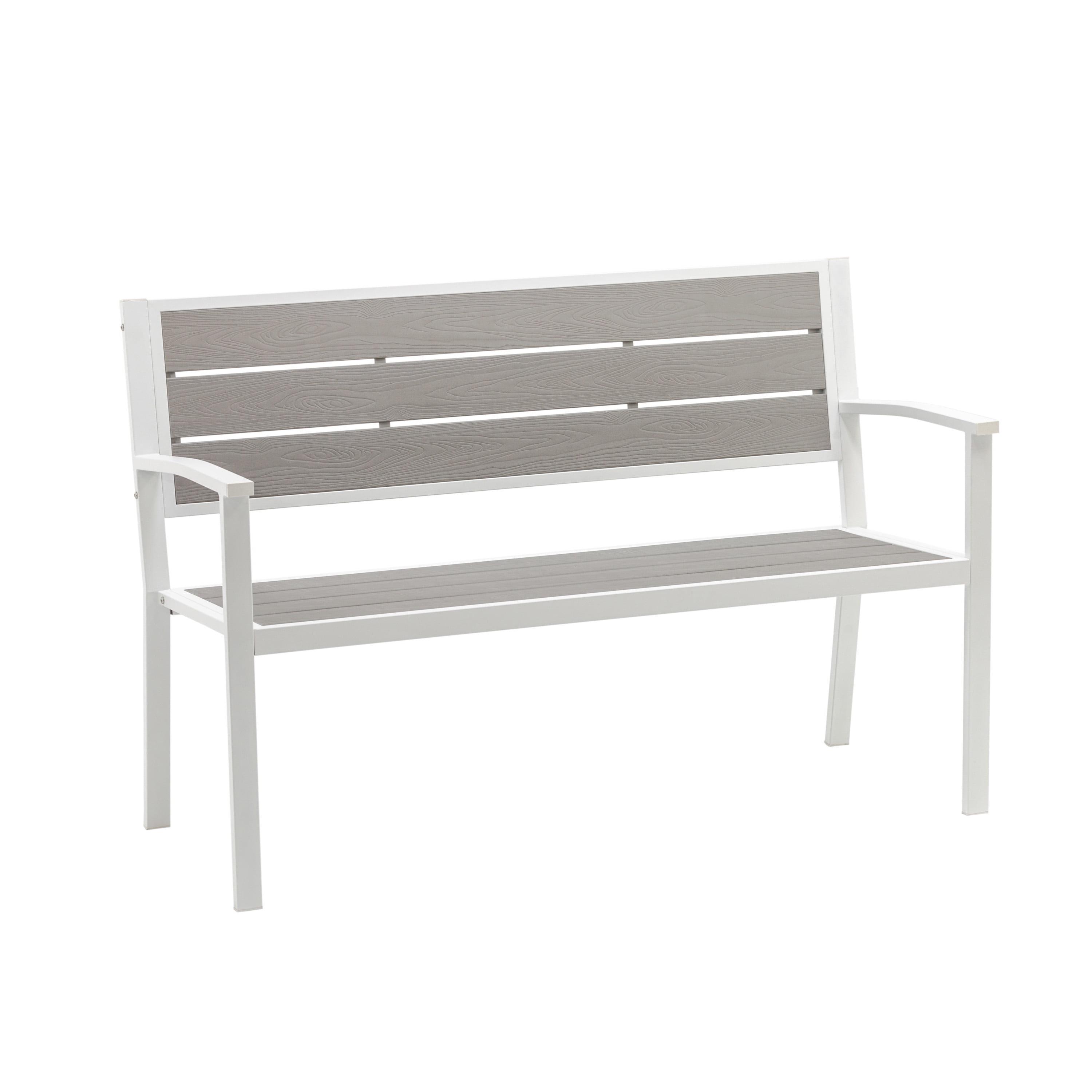 Slate Gray Stainless Steel and Poly-Resin 51" Outdoor Bench