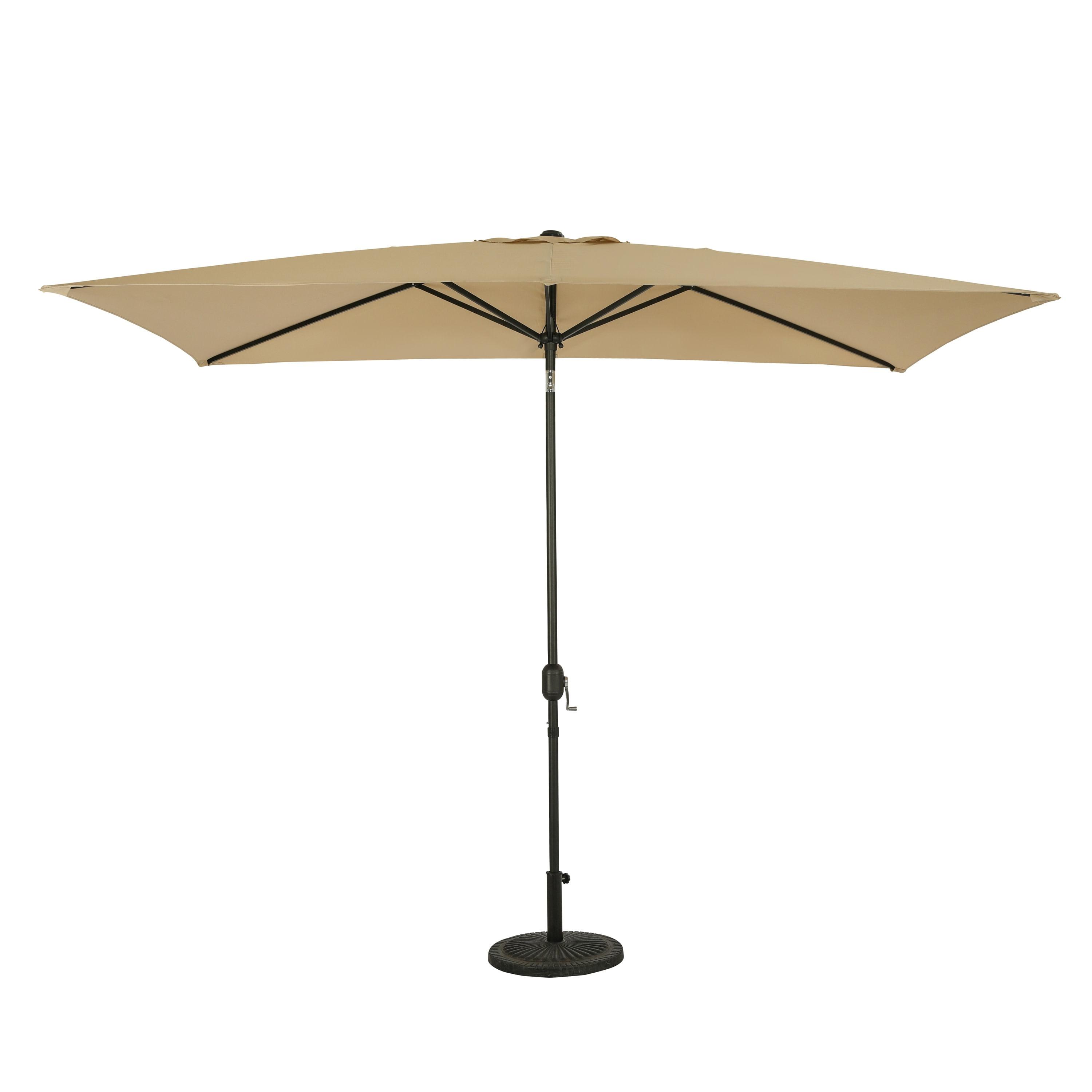 Bimini 6.5' x 10' Beige Polyester Market Umbrella with Steel Pole