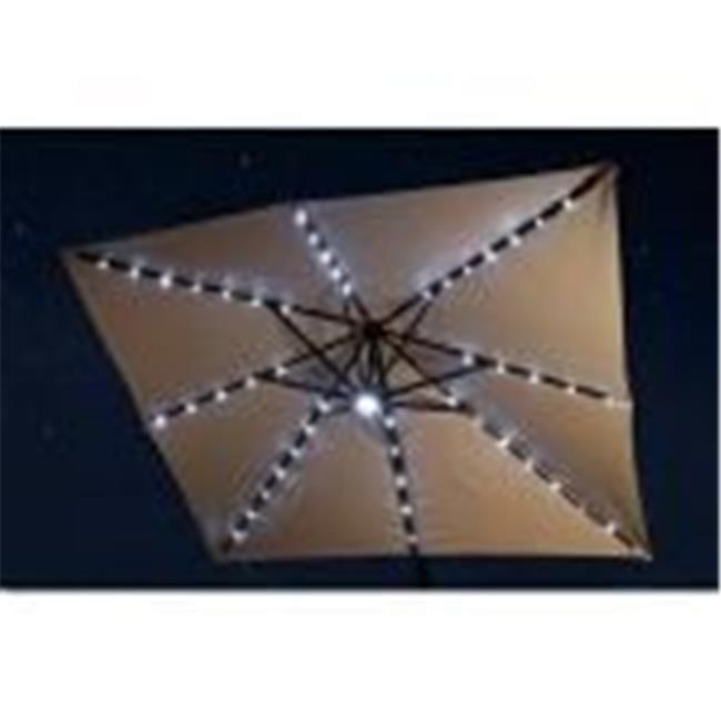 Beige Sunbrella Acrylic 10 ft. Cantilever Patio Umbrella with LED Lights