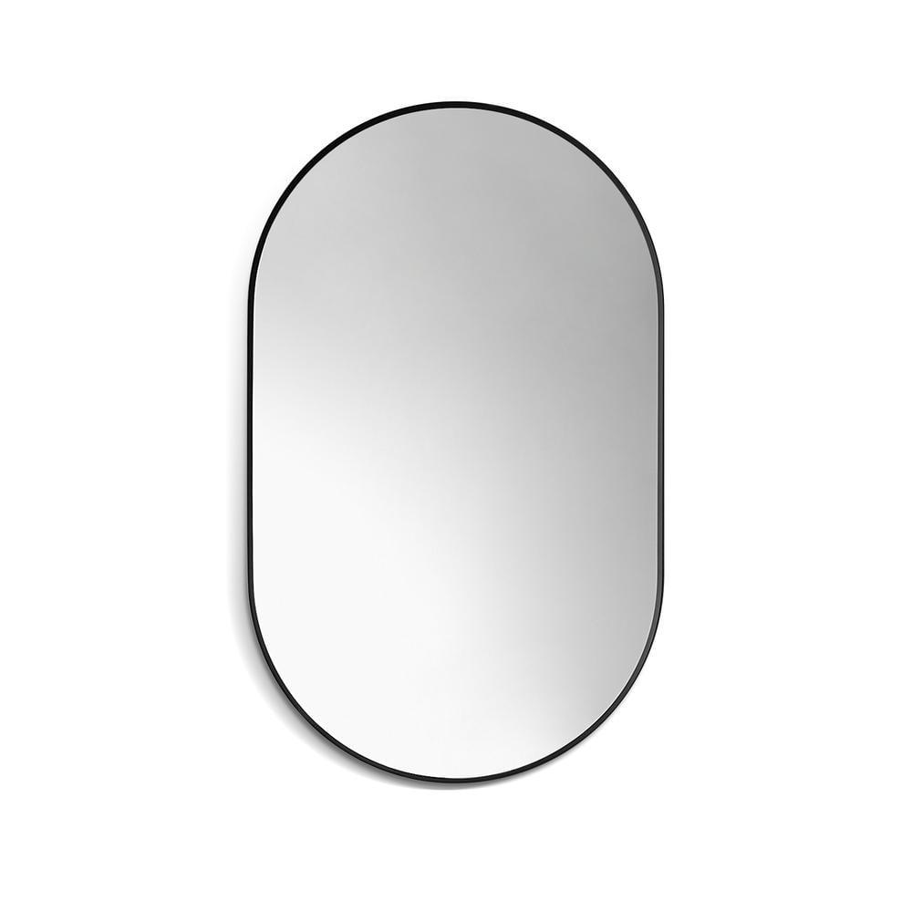 Ispra 36" Oval Bathroom/Vanity Matt Black Aluminum Framed Wall Mirror
